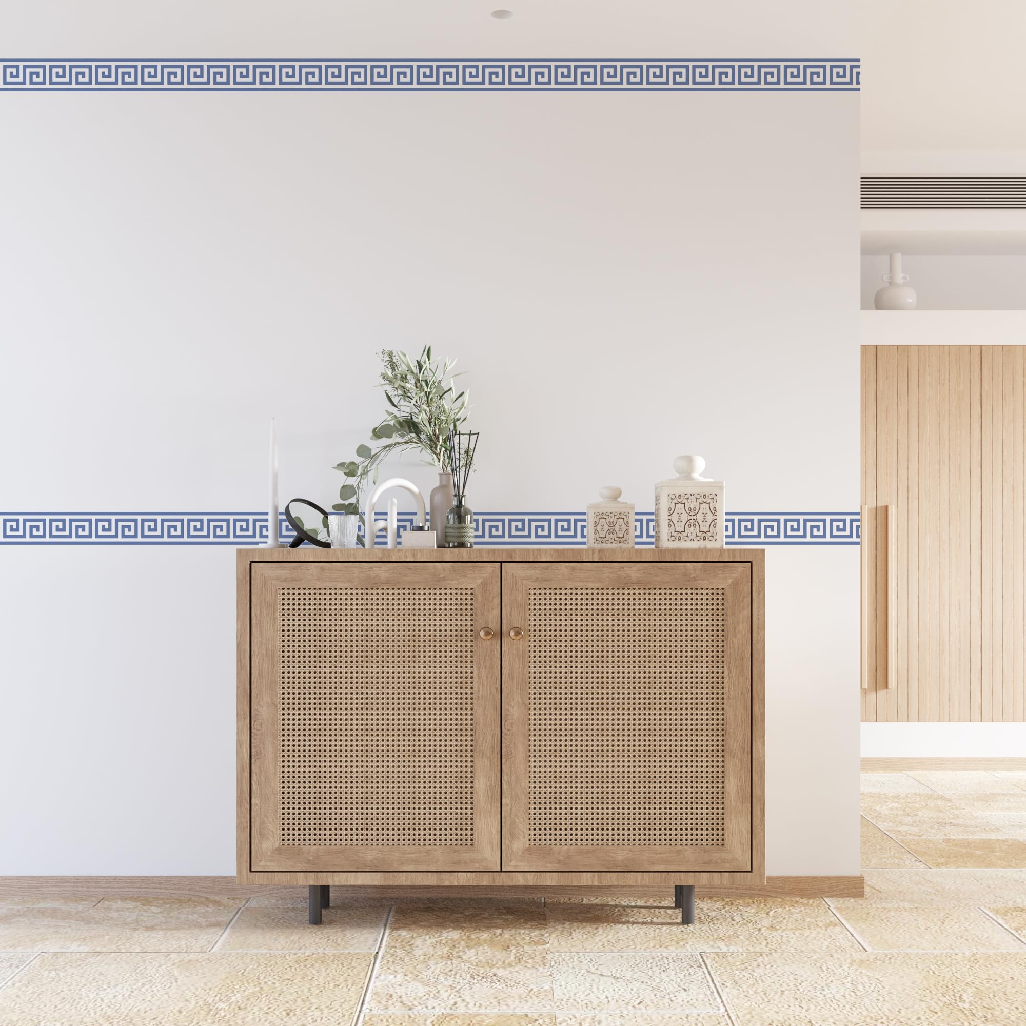 Cenefas Adhesivas para Cocina Baño Decorativas Wanzi Azul A 12cm X 1000cm Fácil Aplicación Resistente Agua