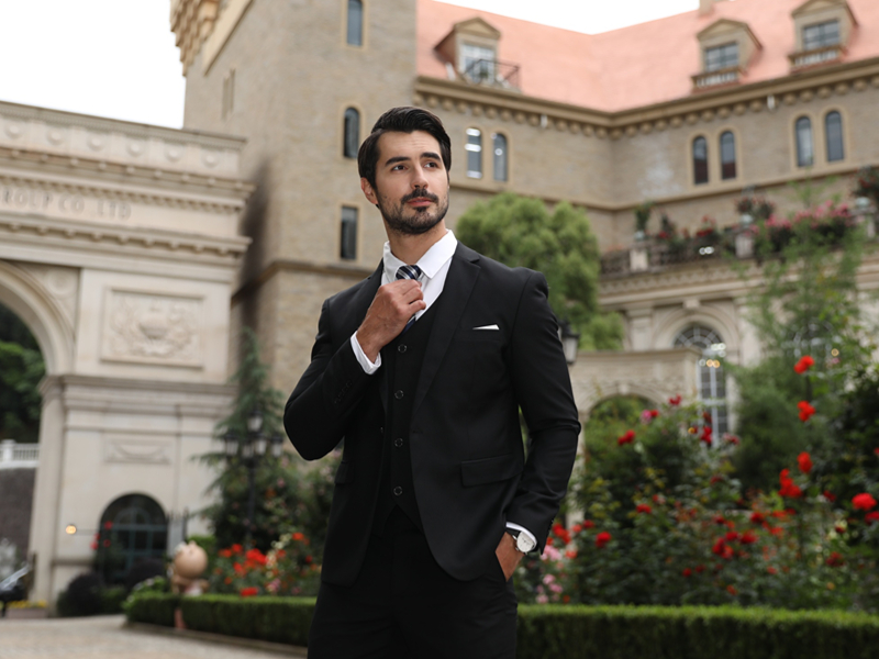 KUDORO Abito da Uomo 3 Pezzi Slim Fit Abiti da Sposa Abito Elegante Cerimonia Abito da Smoking Blazer Gilet Pantaloni(Esercito Verde,XS
