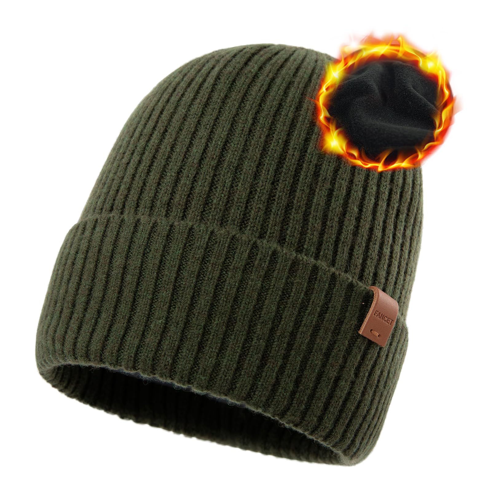TOP-EX PolarWool Oversized 100 Merino Wool Fleece Lining M L XL XXL Beanie Cold Weather Winter Hat Big