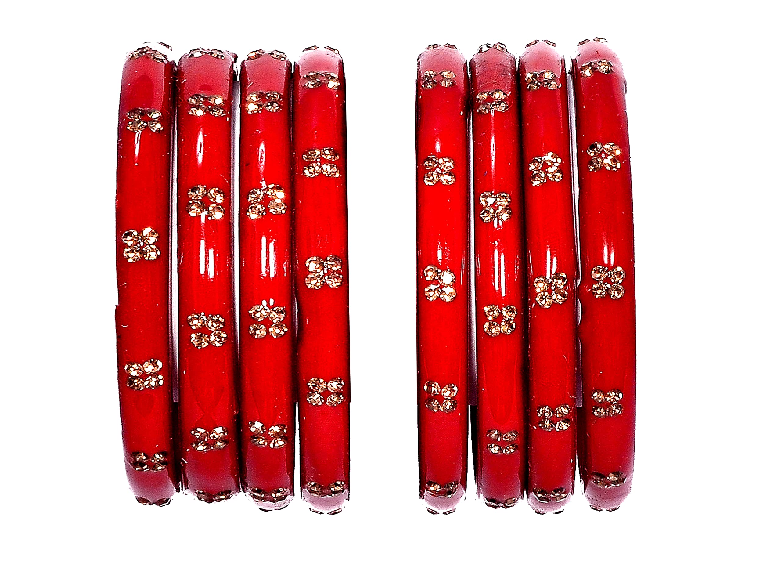 Ishika Glass Glossy Finish Studded With Zircon Beads Gemstone Bangle/kada Set For Women/Girls (pack Of 8 Kada) (2.6) (B0B711MGVY) Amazon Price History, Amazon Price Tracker