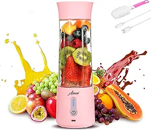 Asani Portable Mini Blender for Shakes and Smoothies, USB Rechargeable, Pink