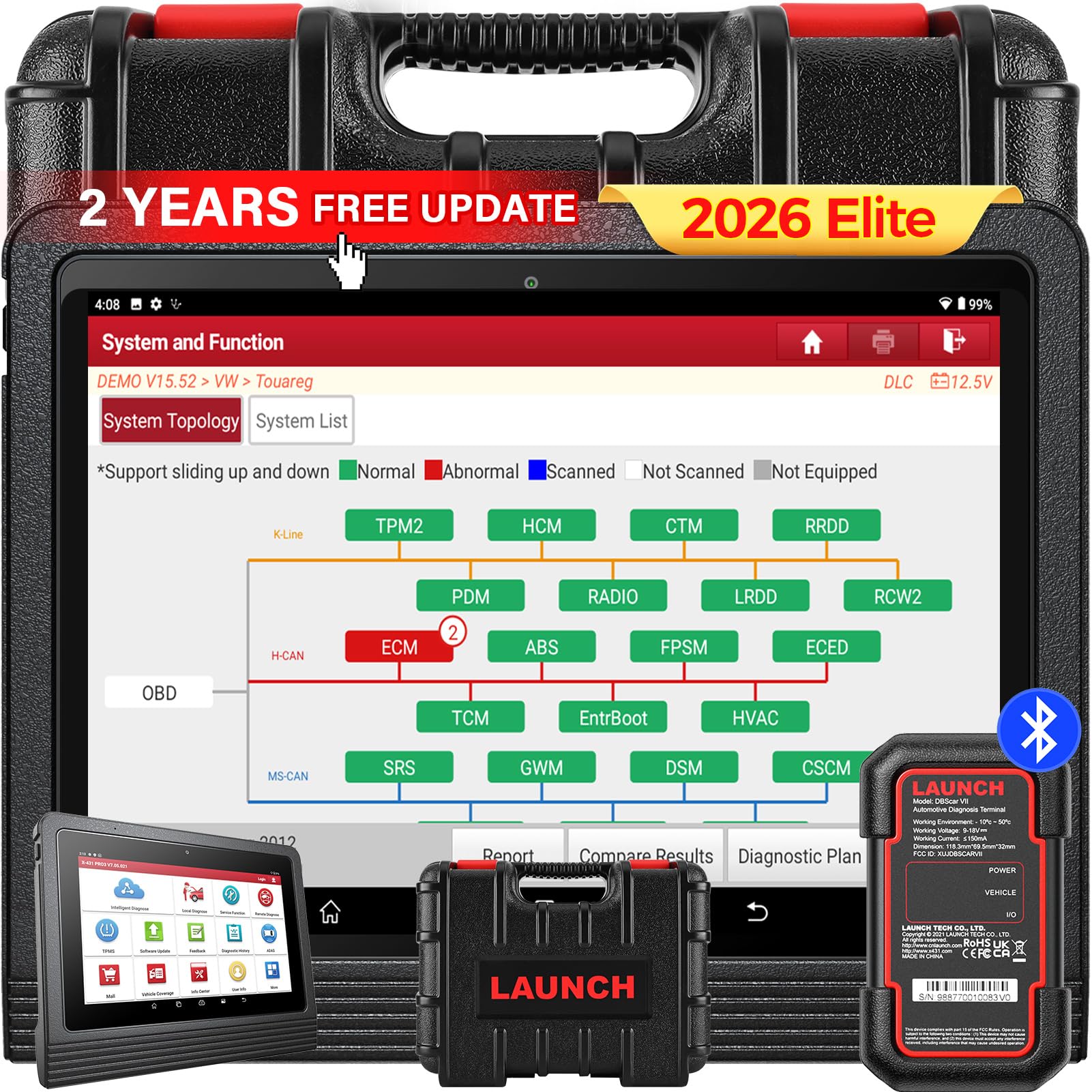 LAUNCH X431 PRO3 (V+ 5.0) 2024 New Elite OEM Topology Mapping Bidirectional Scan Tool, Scan HD Trucks, AutoAuth for FCA SGW, 41+ Services, ECU Coding, All System Diagnose, 2-Year Free Update, CAN FD