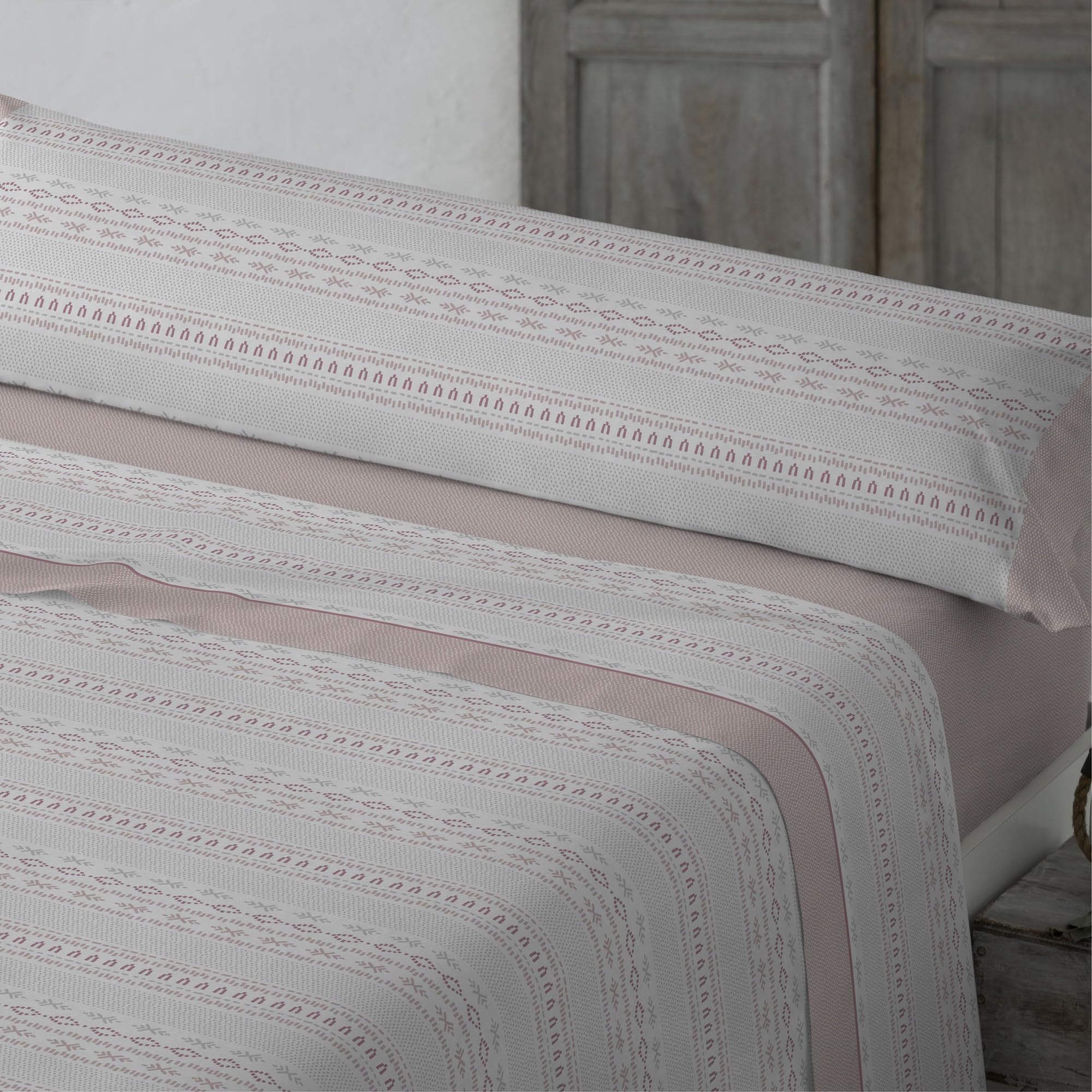 Cisne Rojo Juego de Sabanas Verano. Juego Sabanas Todo el Año. Sabanas Frescas. Sabanas Estampadas. Modelo México. Color Rosa. Cama 150 cm (200046-150-R)