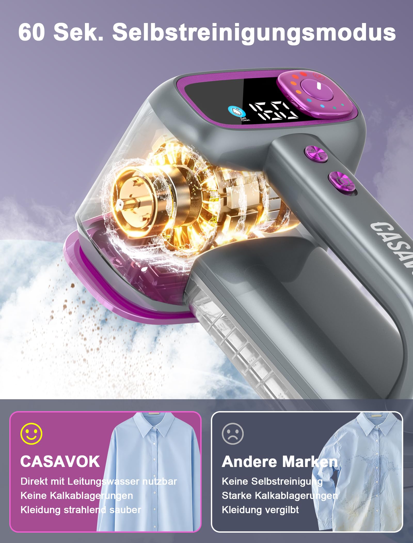 Handheld Steamer for Clothes, Dampfglätter 2 in 1 Bügeleisen und Steamer | 1200W, 20s Schnellaufheizung, 160ml Wassertank, 5 Modi für alle Stoffe, Selbstreinigung, Design mit Aufbewahrungstasche