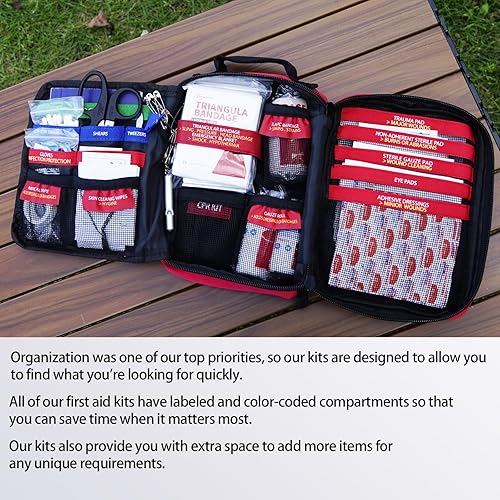 Miniatura 2 de Kits de primeros auxilios  Kit compacto de primeros auxilios con compartimentos etiquetados Sistema Molle Kits de emergencia premium para el hogar,