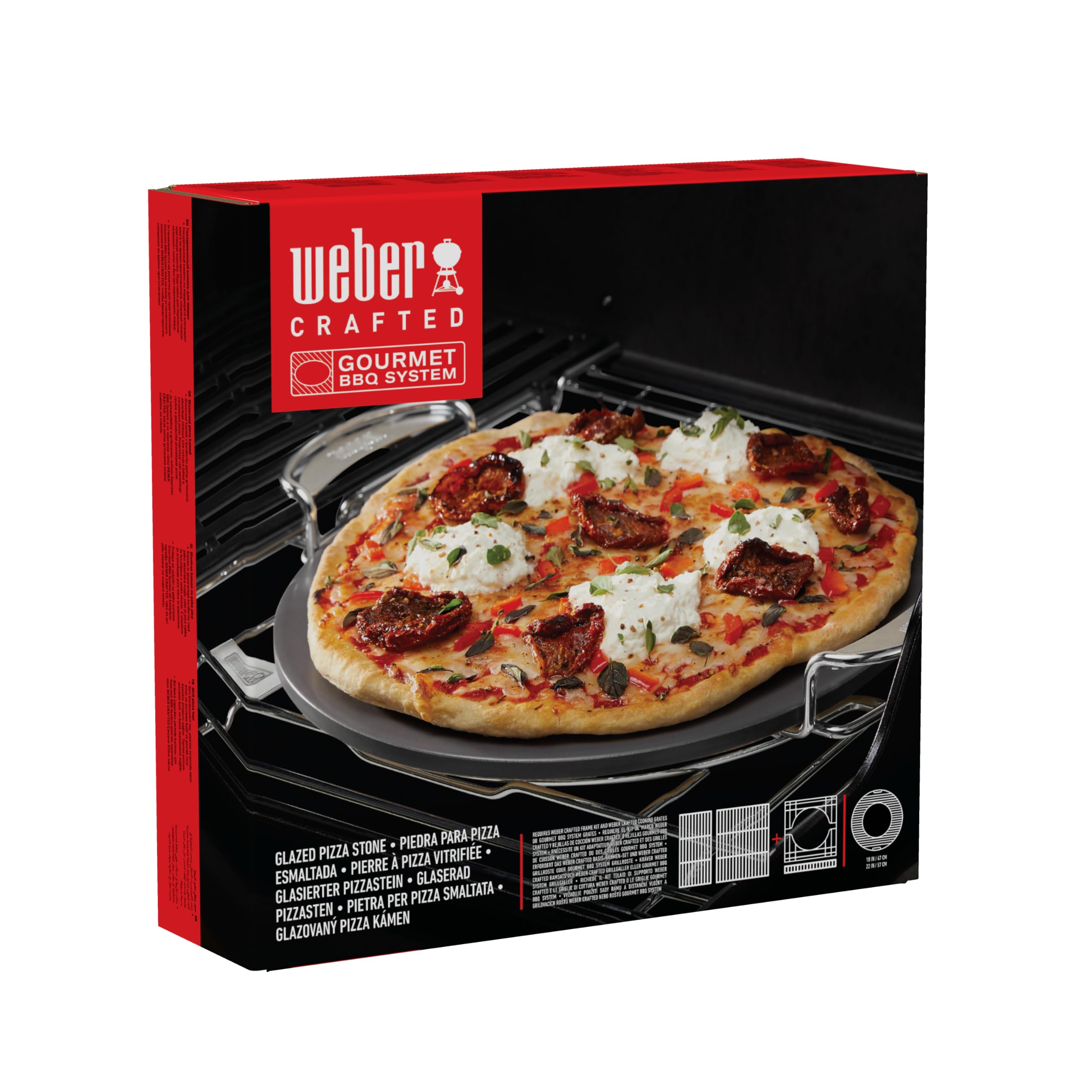 Weber Crafted Piedra para Pizza esmaltada/Resistente al Calor, distribución Uniforme, Ideal para Pizzas crujientes y fácil Limpieza, Color Crema (8861)