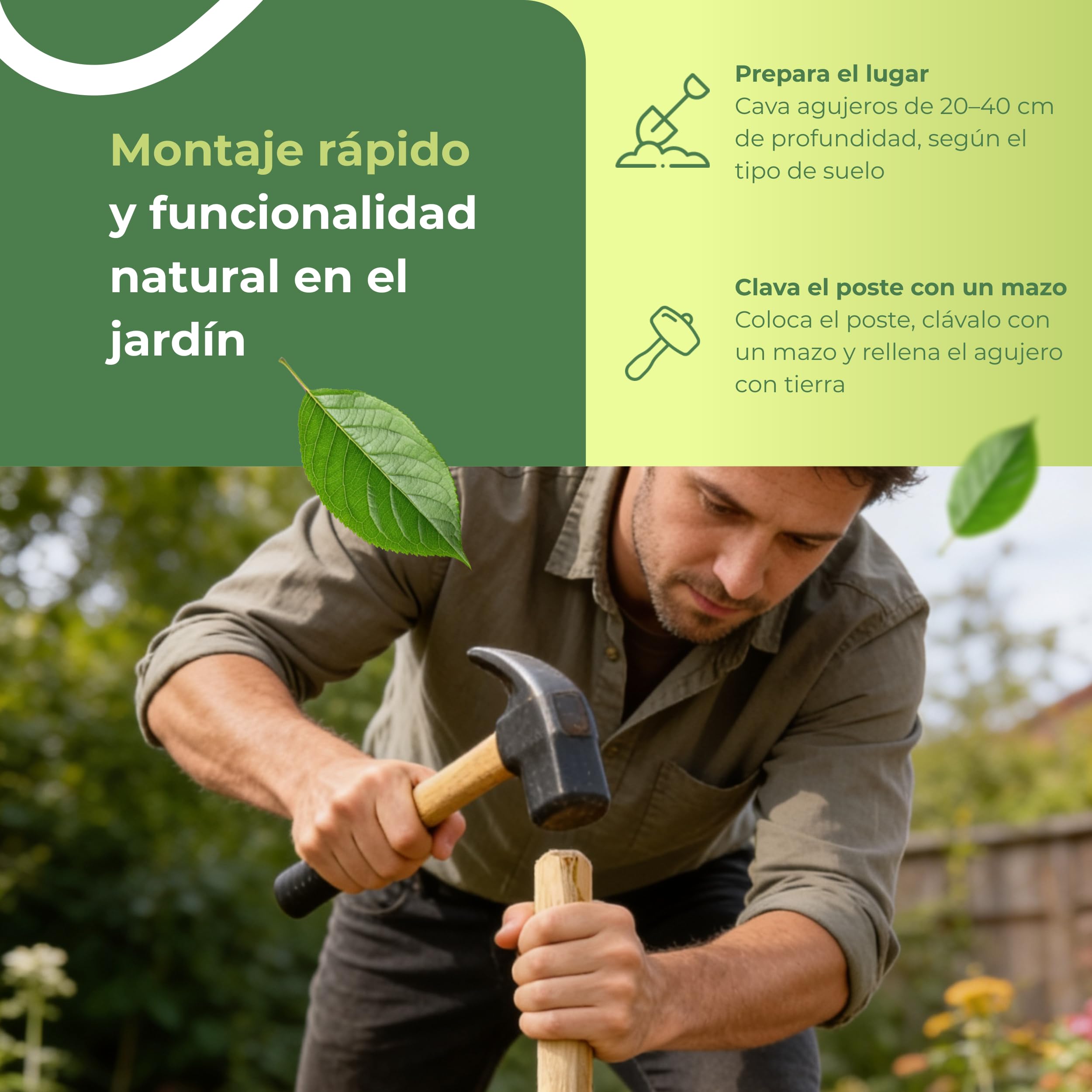 Juego de 3 Postes de cercado de avellano 150 cm estacas de Madera Natural Puntiagudas para Valla de estacas y jardín