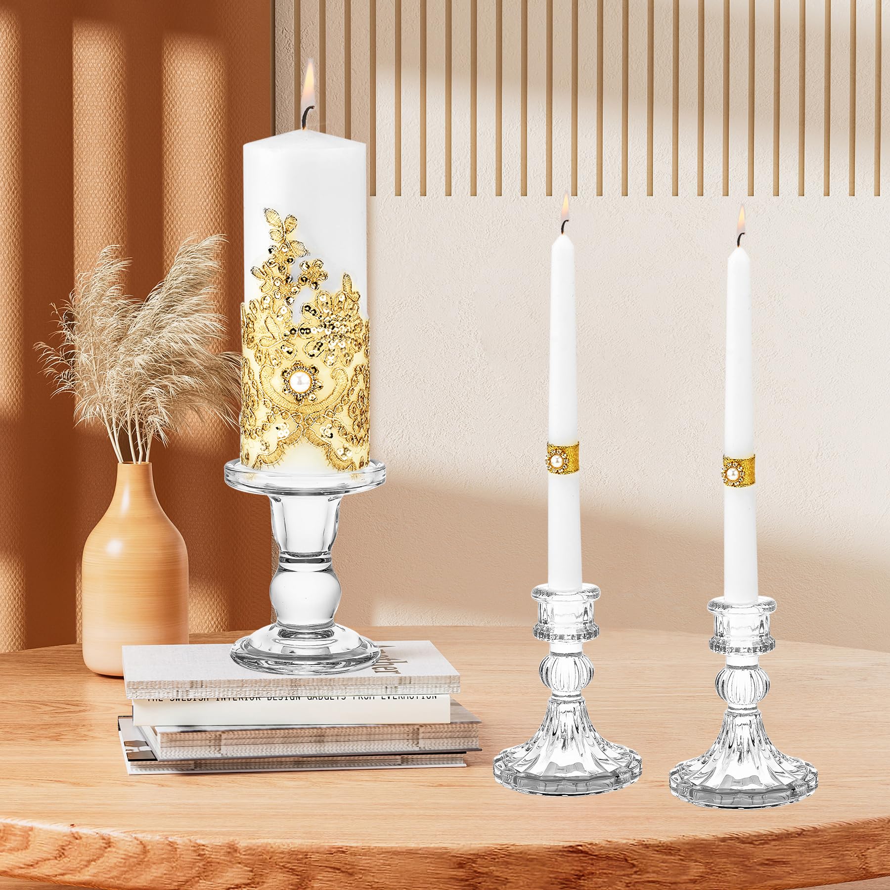 EXTSUD Lot de 3 Bougies LED en Verre Rechargeable avec Station de