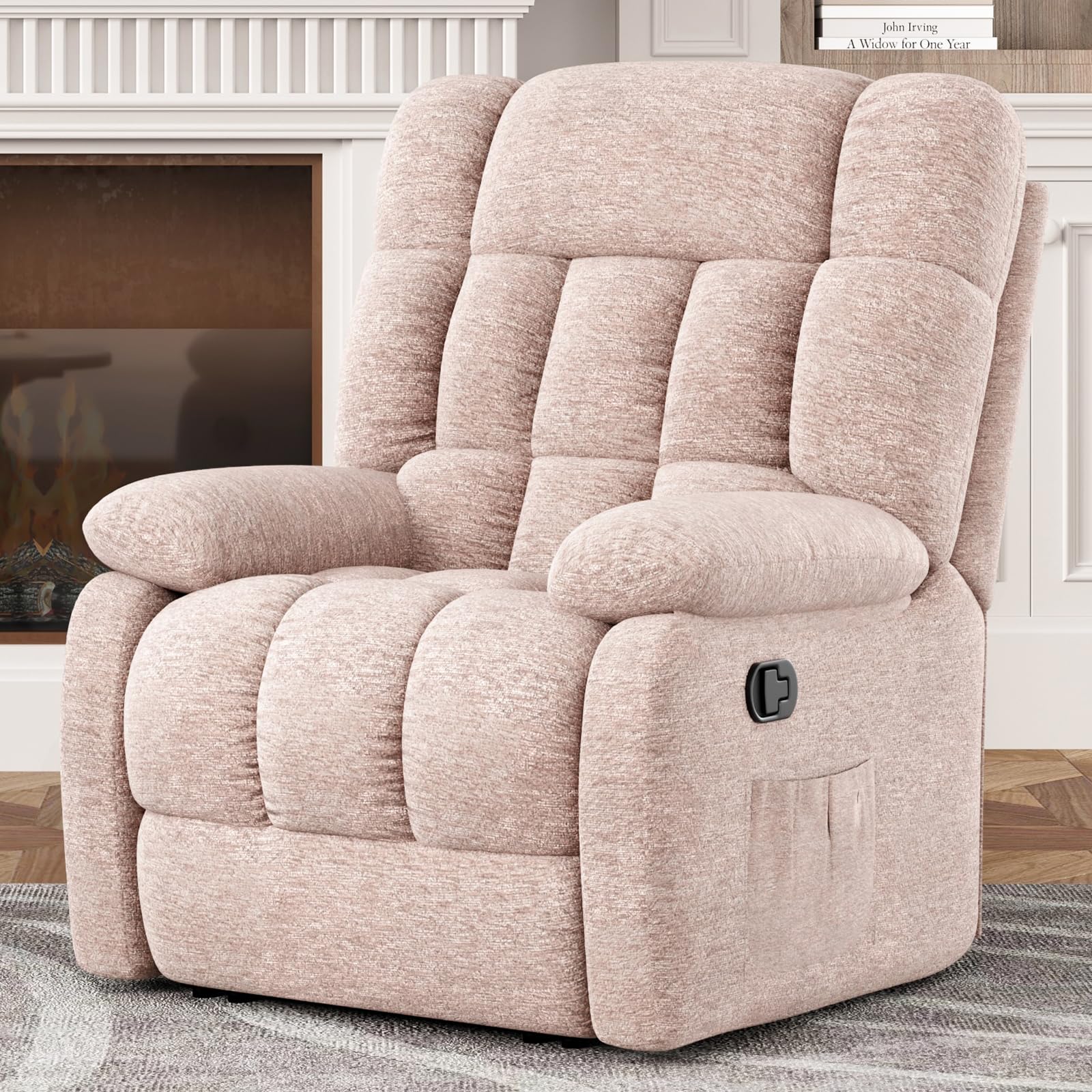 Soohow Chair Chenille Recliner Sofa for Living Room RC005, Beige