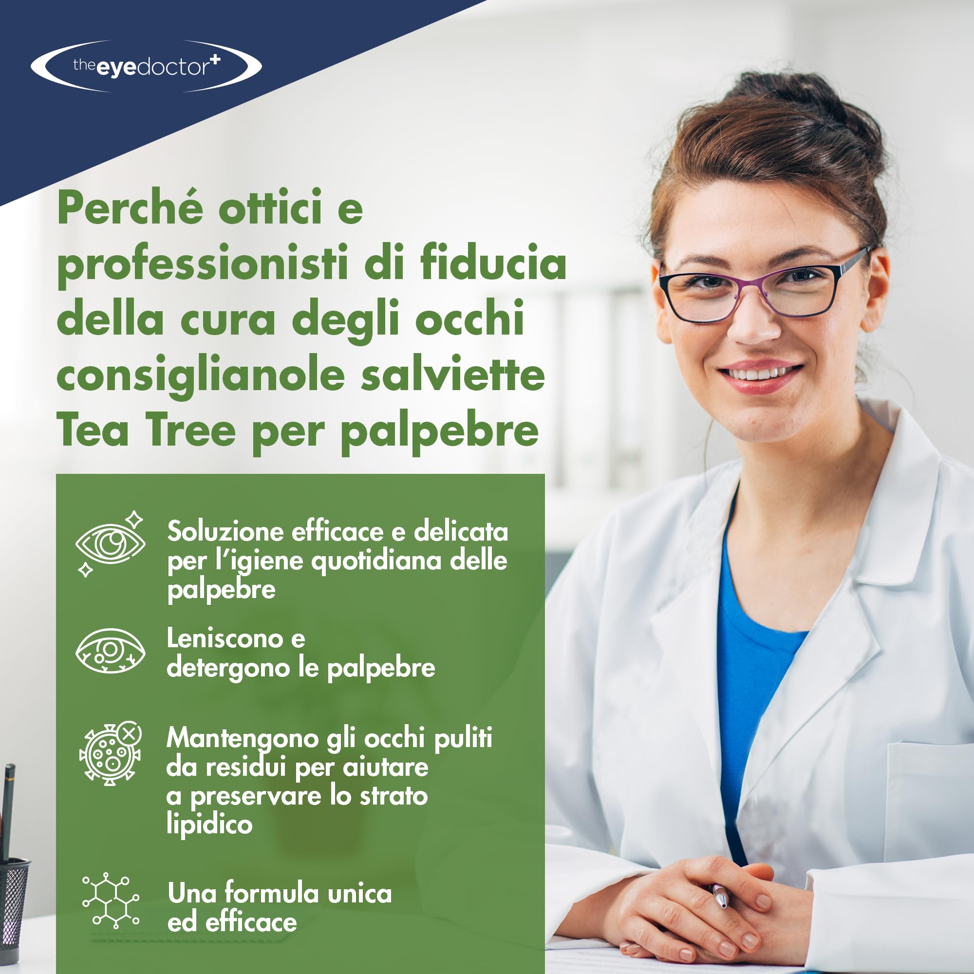 The Eye Doctor Salviette Per Palpebre All'albero Del Tè - 200 Salviette Monouso All'Albero Del Tè - Adatte Per Occhi Sensibili, Occhi Secchi, Blefarite, MGD E Demodex - Biodegradabili