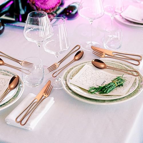 Miniatura 9 de A  HOUSEWARE Stainless Steel Flatware Set Copper with Hollow Out Handles, 20-Piece Cutlery Set Modern Tableware Utensils for Home Wedding