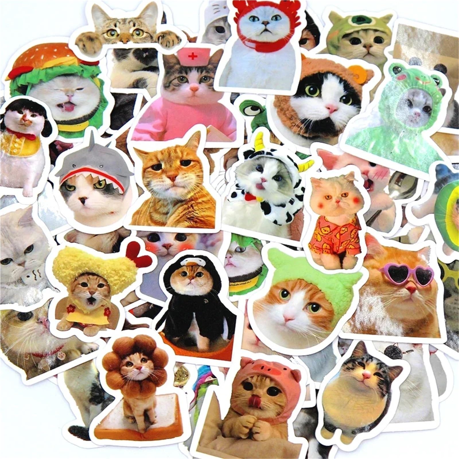50/100pcs Funny Cat Stickers Cartoon Cute Decals Toy Stationery Guitar Phone Bicycle Laptop Luggage Car Graffiti Children Sticker(100pcs)