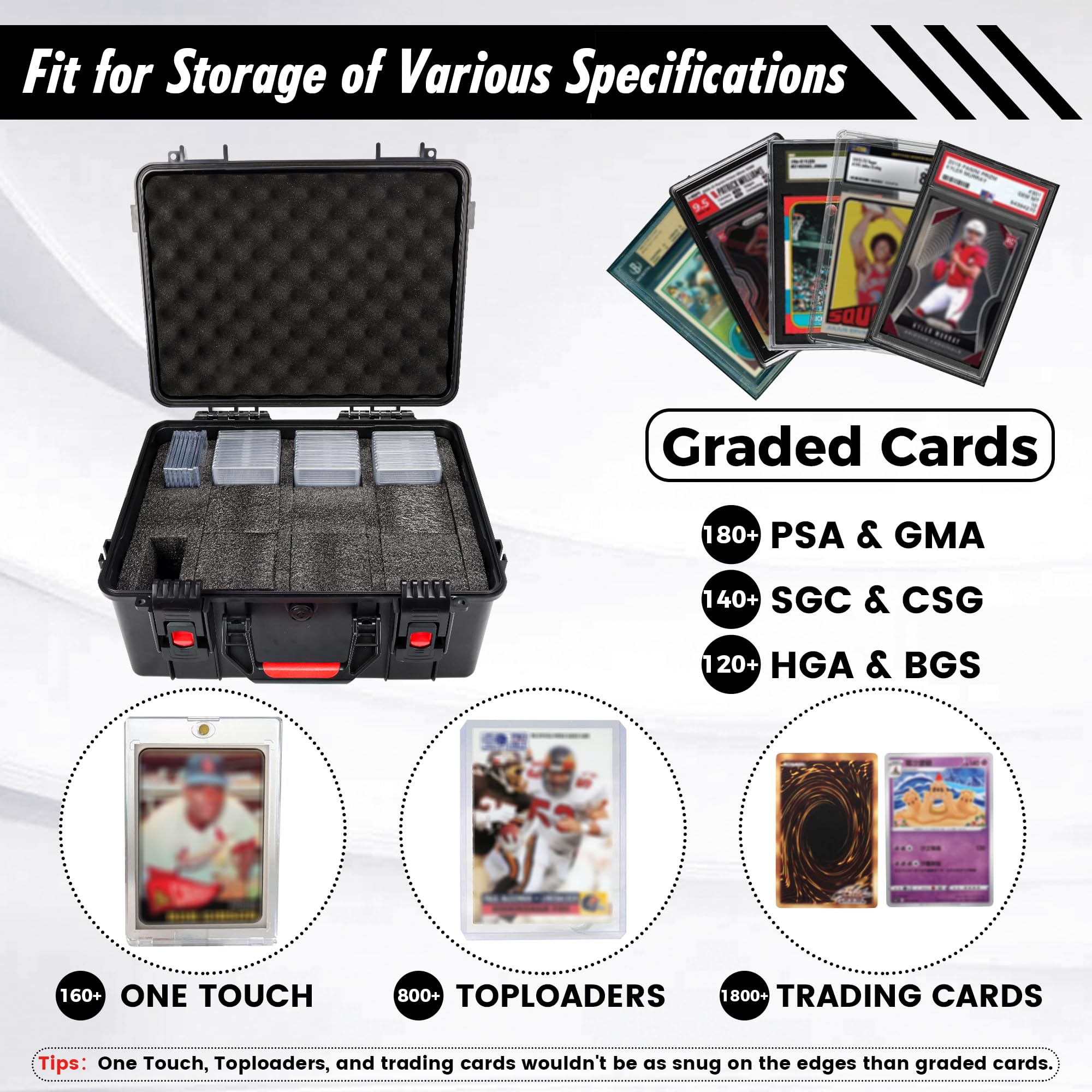 Caja de Almacenamiento para Tarjetas Graduadas - Compatible con 150+ PSA/BGS/FGS/SGC/CGC/HGA/GMA - para Tarjetas Coleccionables