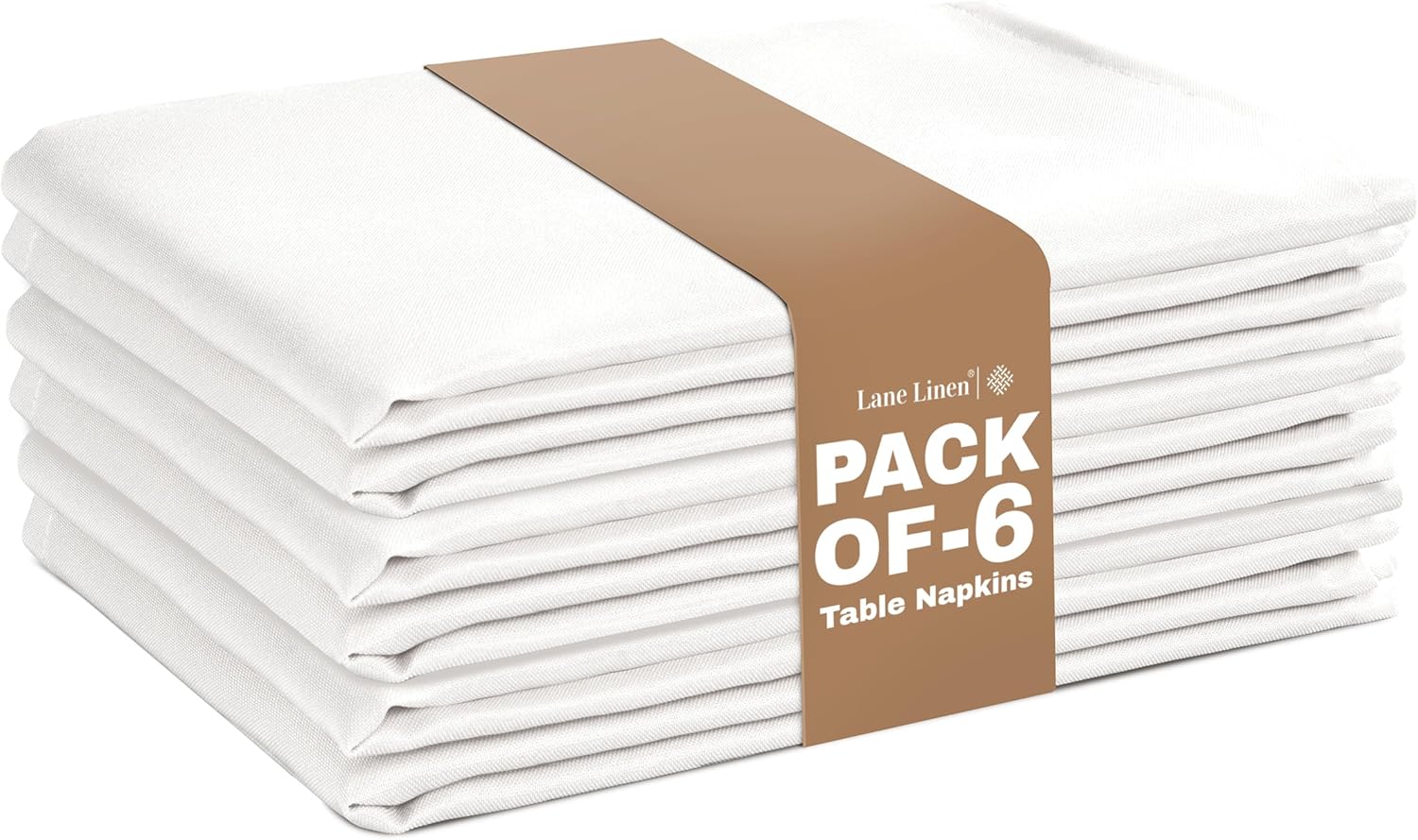 Servilletas de Tela LANE LINEN Blancas 6 Pack 50.8x50.8 cm Poliéster