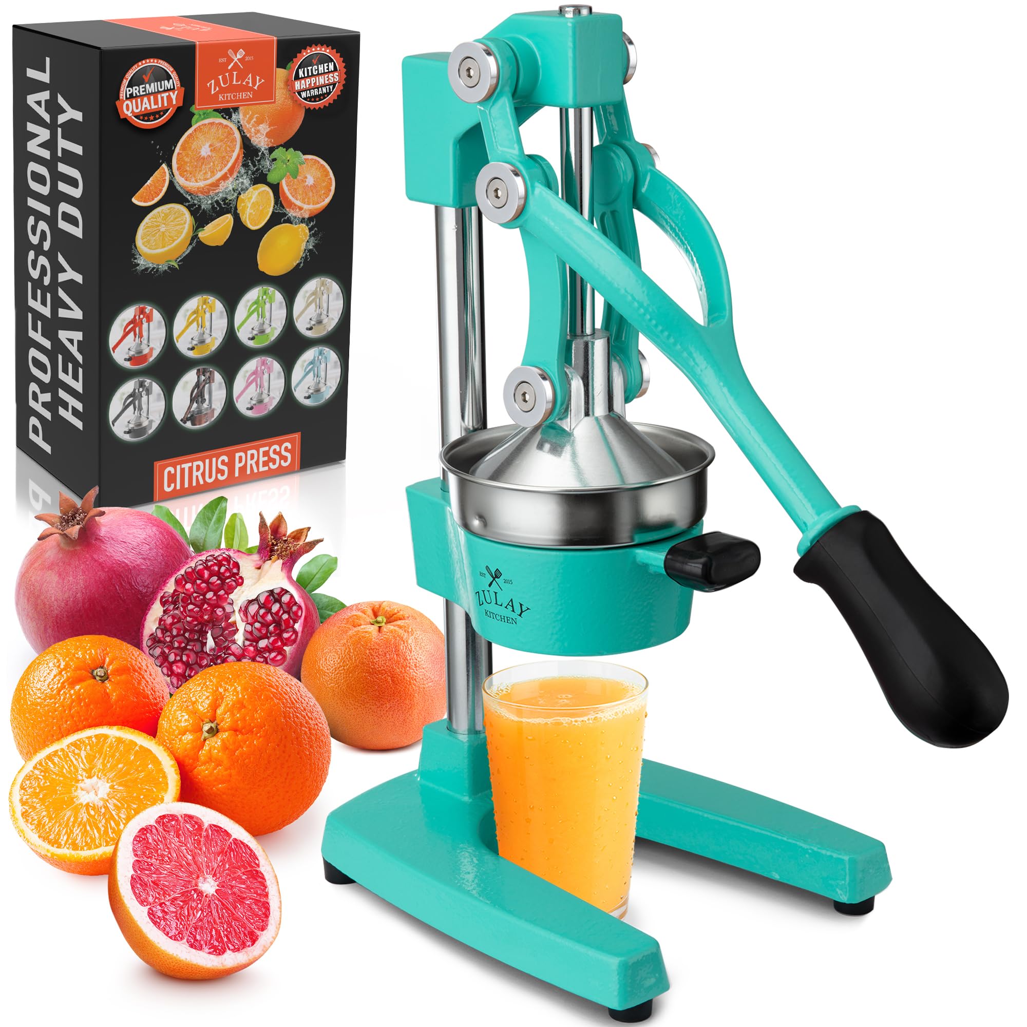 Zulay Kitchen Cast Iron Juicer - Heavy Duty Orange Juicer with Detachable Strainers for Easy Cleaning, Citrus Press for Citrus Fruits, Perfect for Bartenders, Juice Lovers &amp; Health Enthusiasts