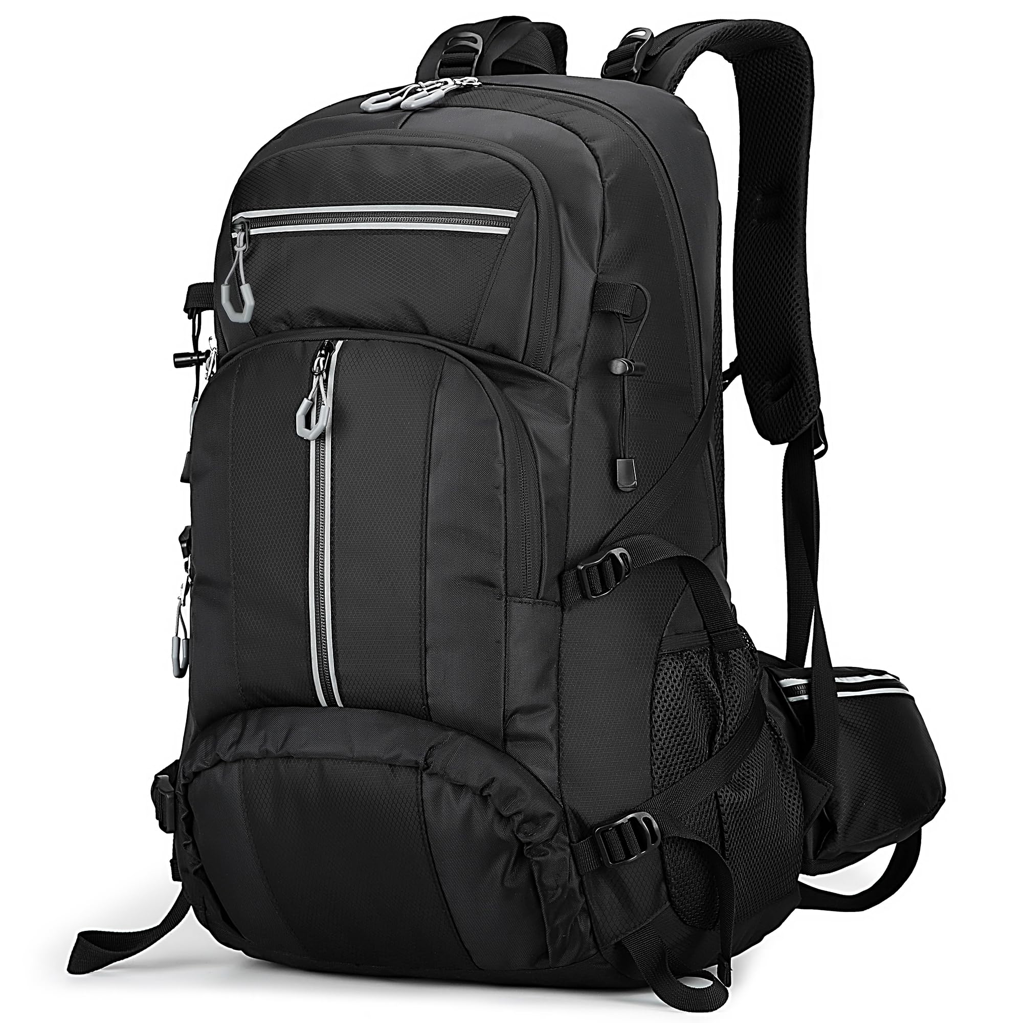 NTUOCAW 50L Hiking Backpack for Men Women,Large Lightweight Waterproof Camping Rucksack,Black Travel Backpack for Trekking,Outdoor Sports,Cycling,Climbing,Mountaineering