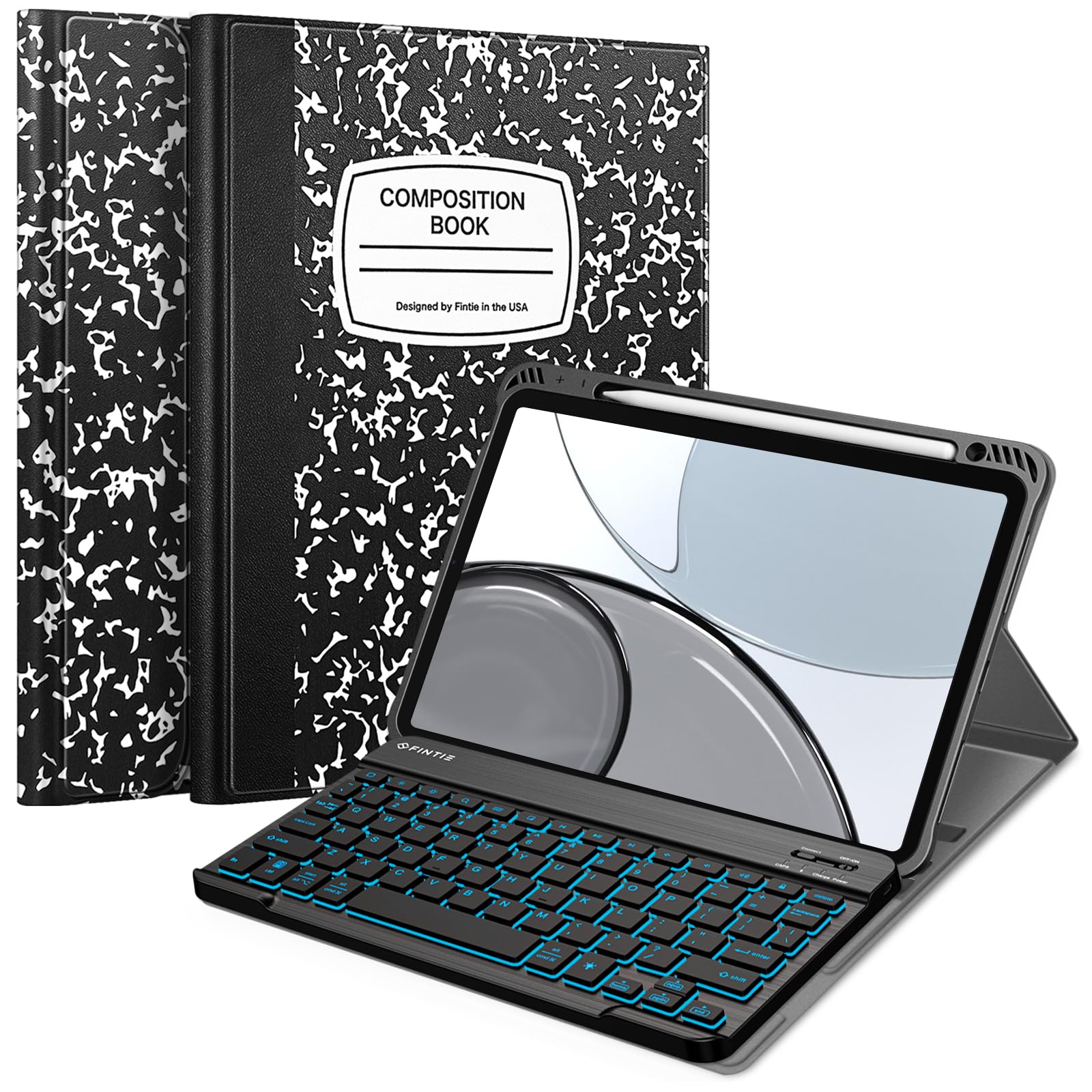 FINTIE Keyboard Case for iPad Air 11-inch M3 (2025) / M2 (2024), iPad Air 5th (2022) / 4th Generation 10.9 Inch - Soft TPU Cover w/Magnetically Detachable Bluetooth Keyboard, Backlight/Composition