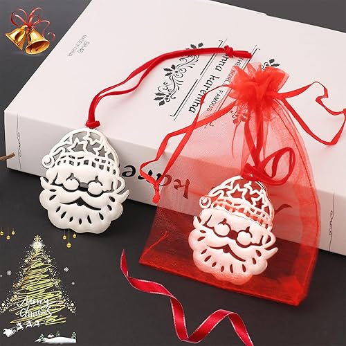 Miniatura 12 de Juego de 8 adornos colgantes de Navidad, adorno de Navidad plateado para decoración del árbol de Navidad, adorno de árbol de Navidad, copo de nieve,