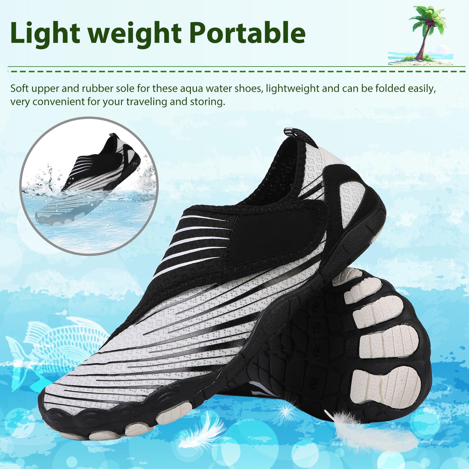 AONETIGER Unisex Barefoot Scarpe Donna Uomo Immersione Scoglio Surf Scarpe Traspiranti Spiaggia A Piedi Nudi Scarpe per Piscina Surf Diving Running Yoga Gr.36EU-47EU