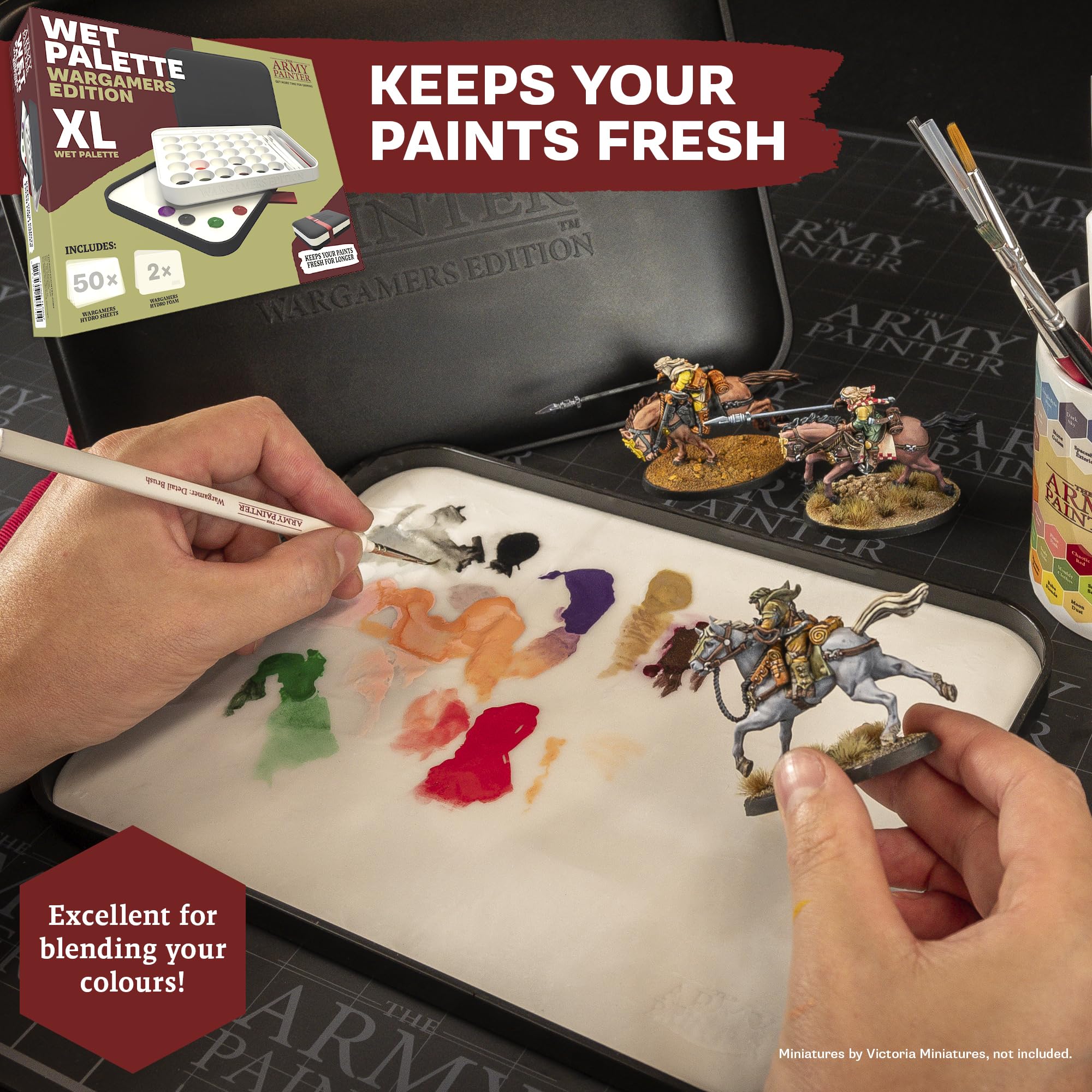 The Army Painter, Starter Bundle Plus+, zestaw farb dla początkujących | Speedpaint 2.0 i Warpaints Fanatic Starter Set, Wargamers XL Wet Palette i 2 pędzle, DnD i Warhammer