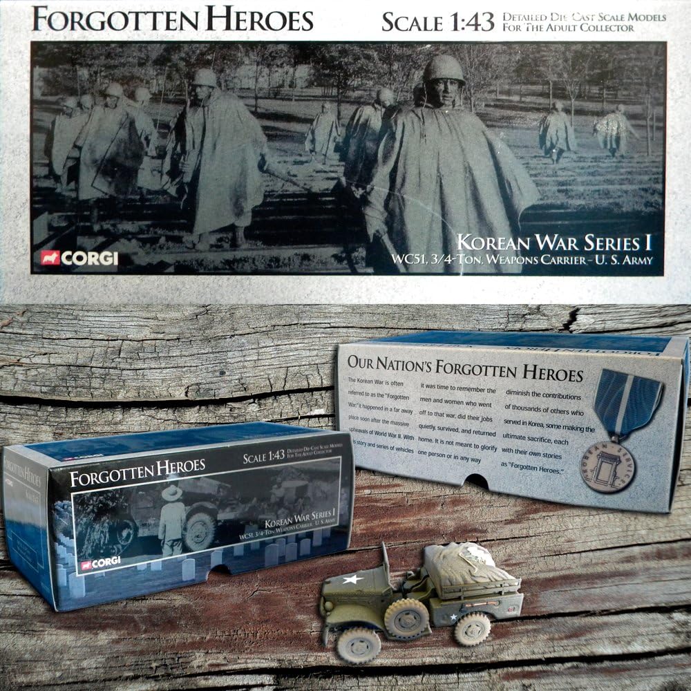 Forgotten Heroes Corgi Die Cast 1:43 Scale Korean War Series I WC51 3/4 Ton Weapons Carrier U.S. Army