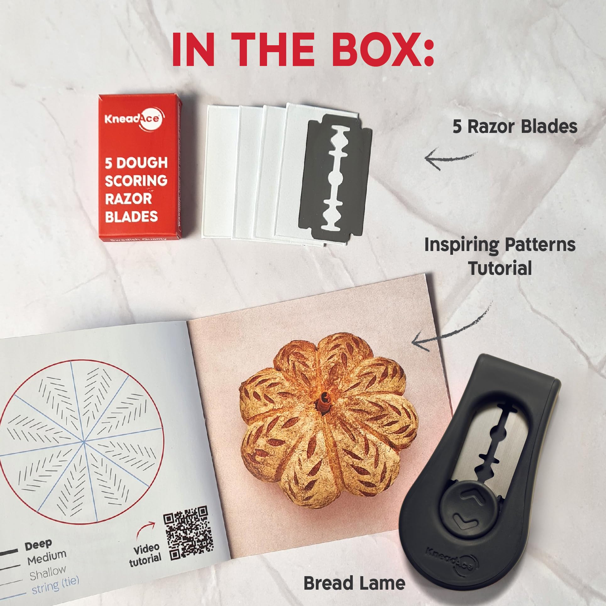 KneadAce Kit de démarrage au levain – Bocal de démarrage de 680,4 g, 2 paniers en corde de coton, lame à pain magnétique pour marquer – Cadeau pour boulangers et ensemble complet de cuisson du pain au