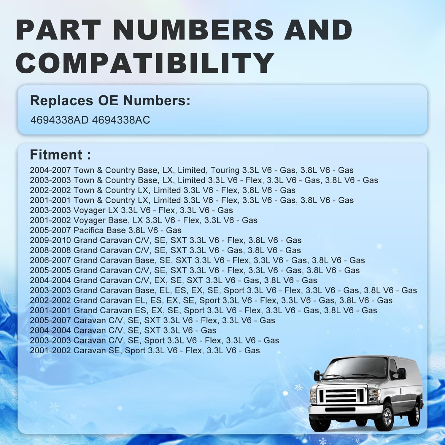 Engine Oil Cooler Assembly Compatible with Dodge Grand Caravan, Compatible with Town & Country, 3.3L / 3.8L V6 2001-2010 Engine Aftermarket Replacement Part # 4694338AD 4694338AC