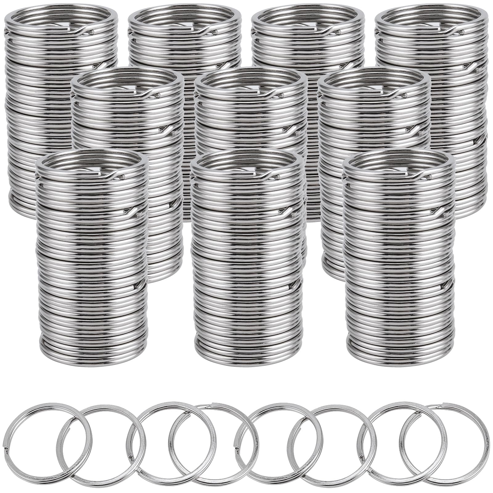 ZOENHOU 500 Pack 30mm Small Keyring Hoops, Round Metal Split Rings, Metal Key Rings Connectors for Home Keys Organization, Jewelry and Craft Making, Silver