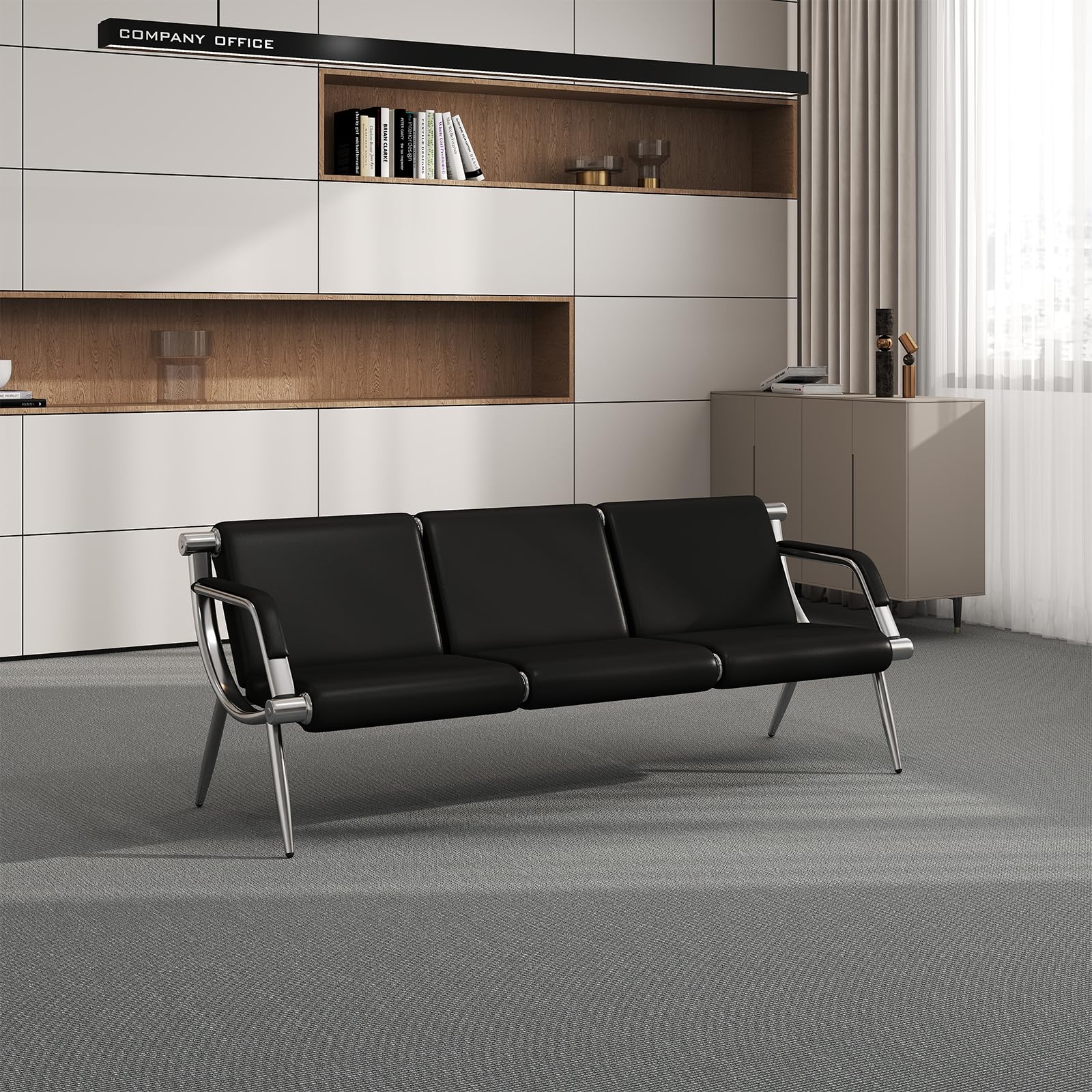 Kinfant Waiting Room Chair- Office Reception Furniture with Armrest and PU Leather Cushion, Office Guest Chair for Waiting Room Airport Hospital Bank