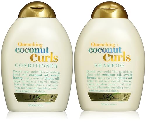 Organix Quenching Plus - Paquete de rizos de coco champú y acondicionador 13 onzas cada uno