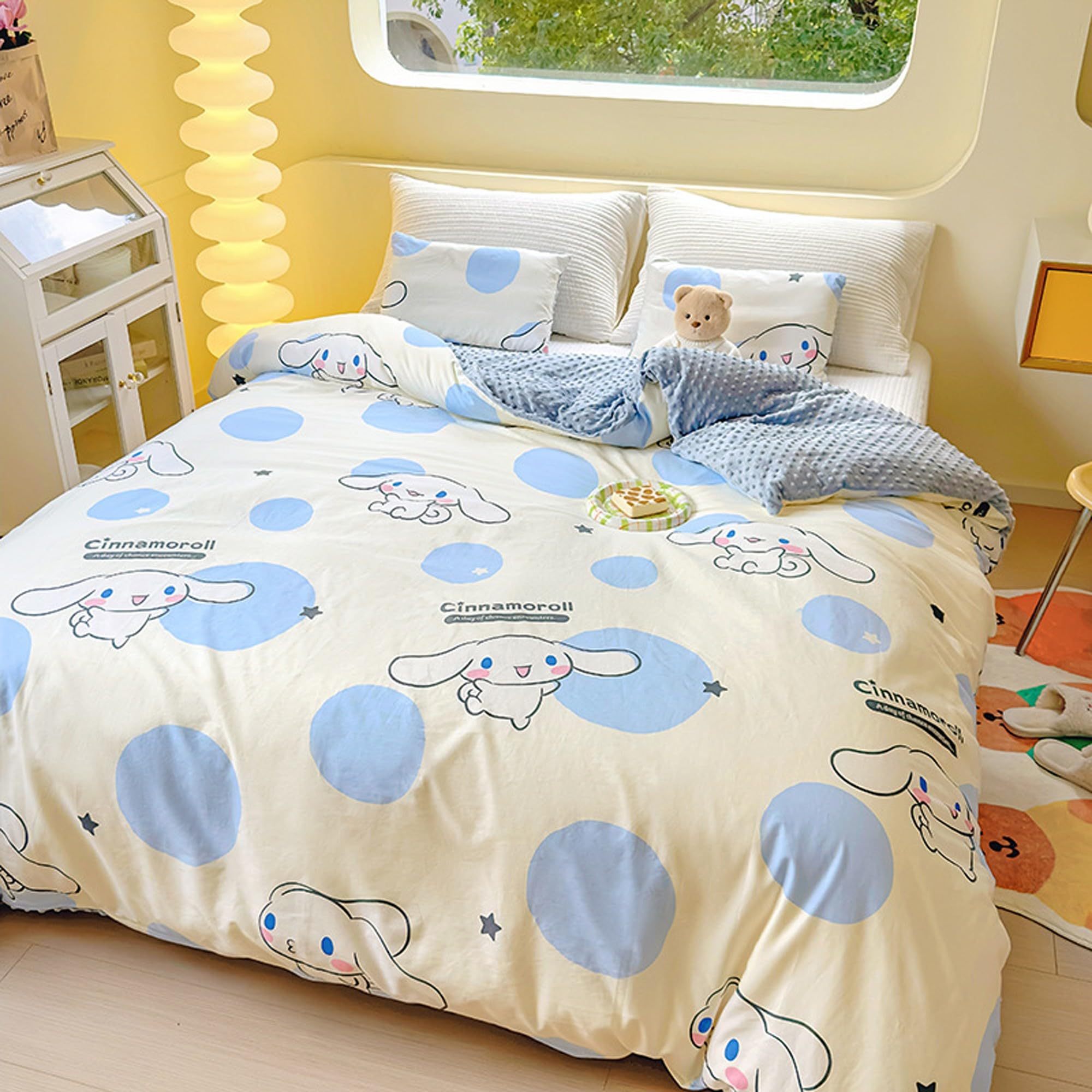 Roffatide Cartoon Cinnamorol Fleece Blanket Fuzzy Soft Blanket Microfiber Cozy Throw Blanket for Couch Bed Sofa (Excluding pillowcase) 200 * 230cm A