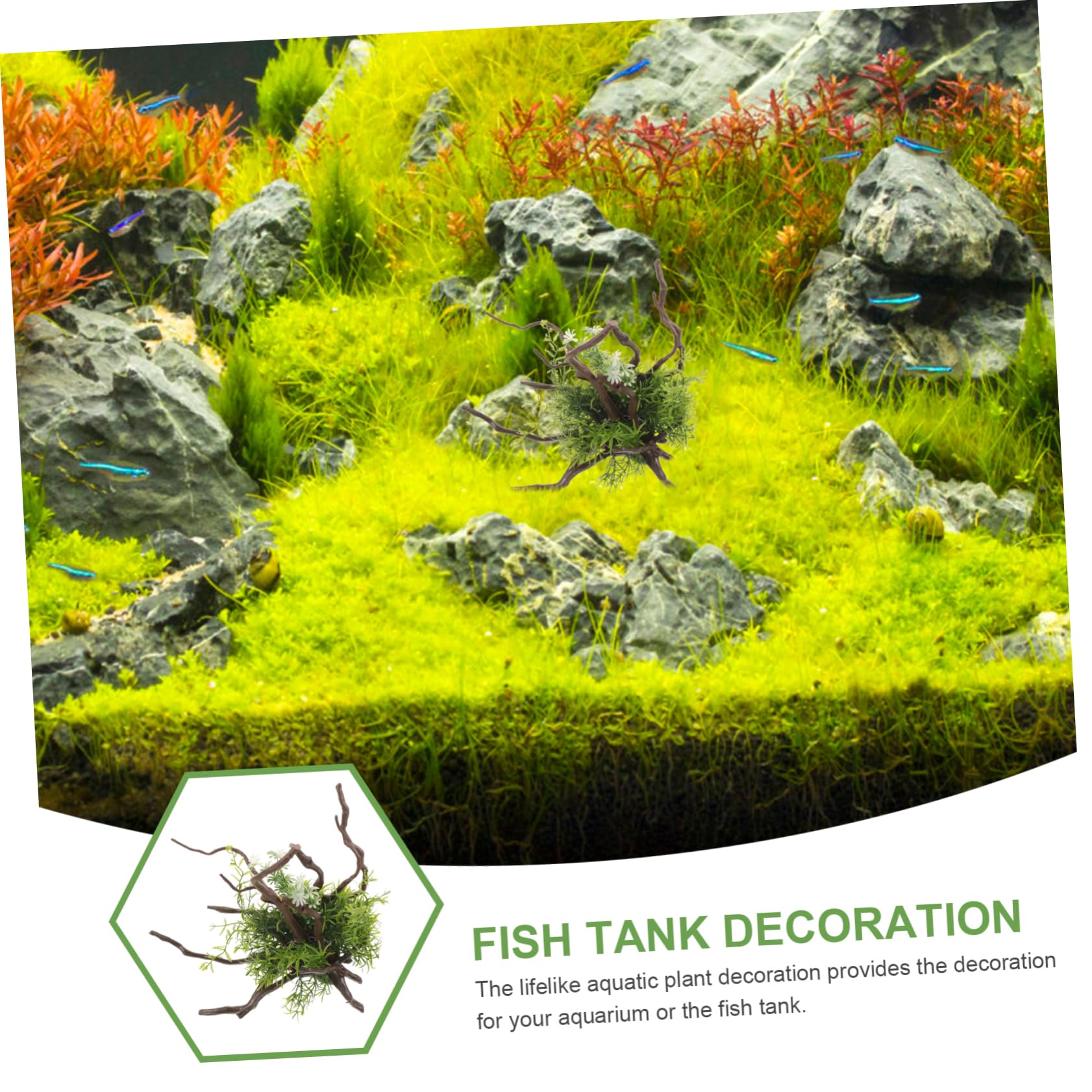 Sosoport 2 Stück Aquatische Verzierung Kunstrasenpflanzen pflanzenhalter für Aquarium Aquarienpflanze Luft kunstzweige künstliche zweige Aquarium Pflanzendekor gefälschtes Aquariengras Harz