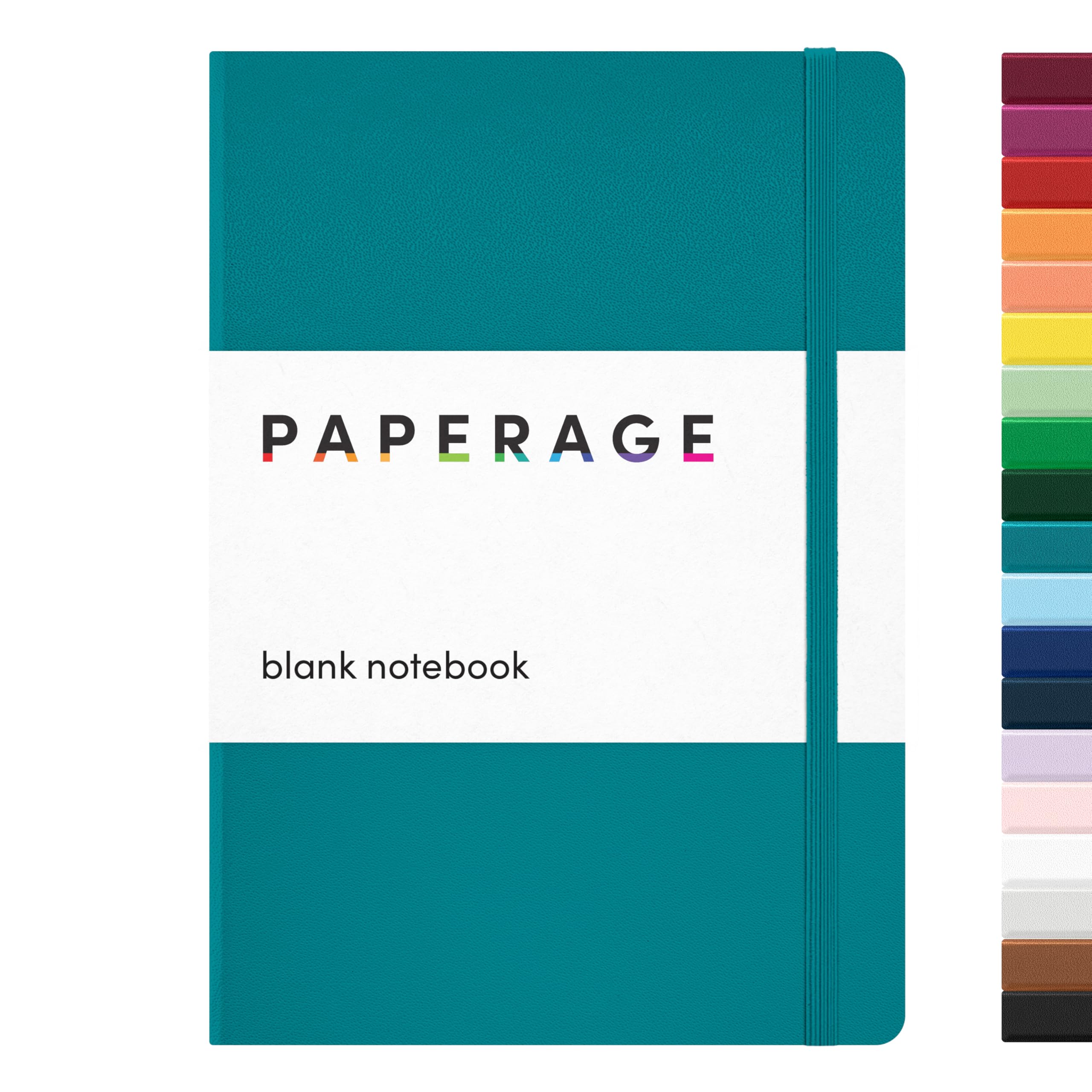 PAPERAGE Blank Journal Notebook, (Turquoise), 160 Pages, Medium 5.6 in x 8 in - 100 GSM Thick Paper – Hardcover Journaling Notebook for Work, School, Note Taking or Sketching