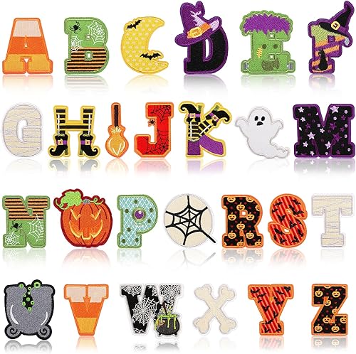 Miniatura 1 de 26 piezas de parches para planchar y coser de Acción de Gracias de dibujos animados de la A a la Z, parches de hierro con letras de la A a la Z,