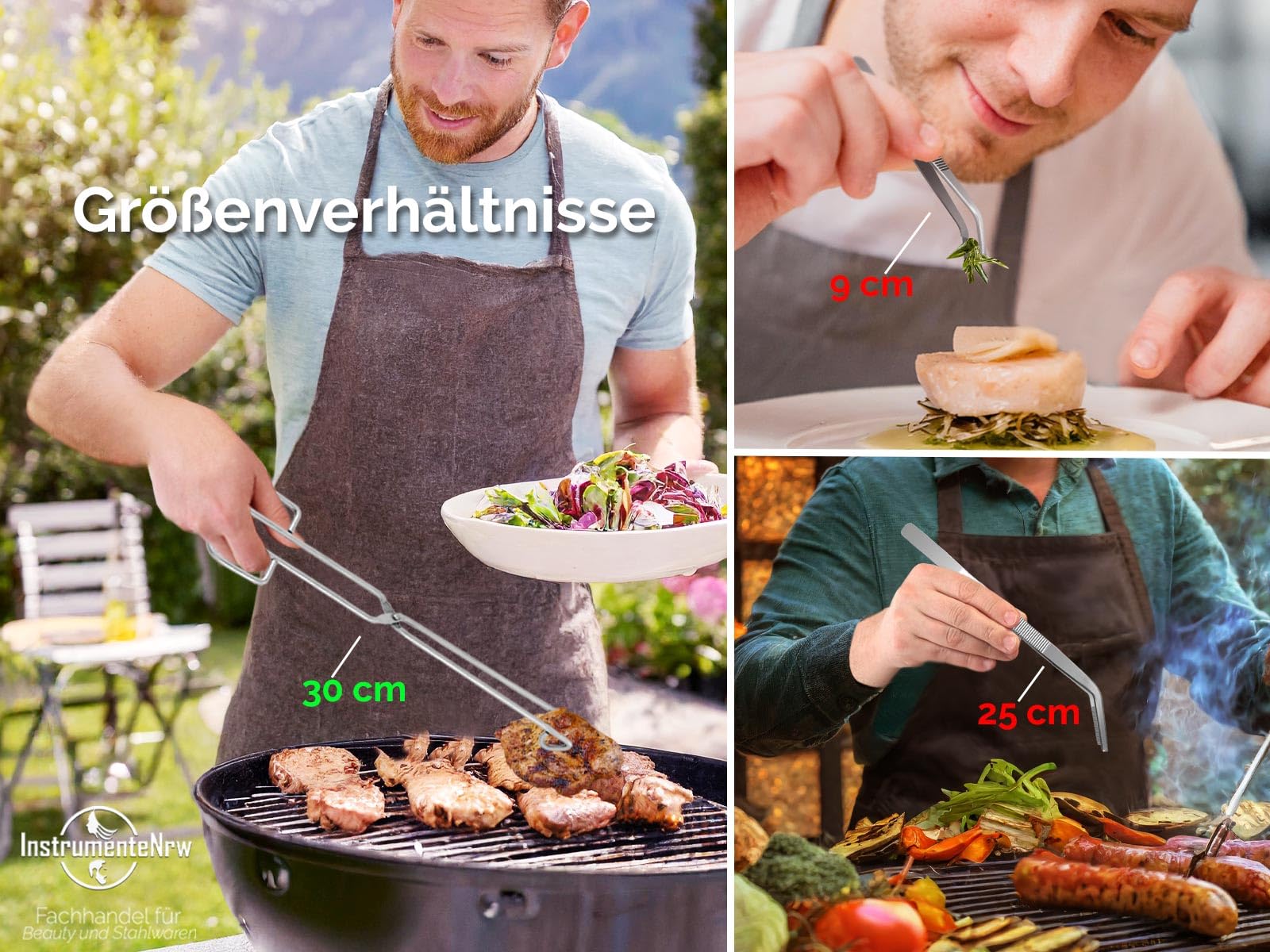 PROFI Grillzange - Grillpinzette 30 cm EDELSTAHL