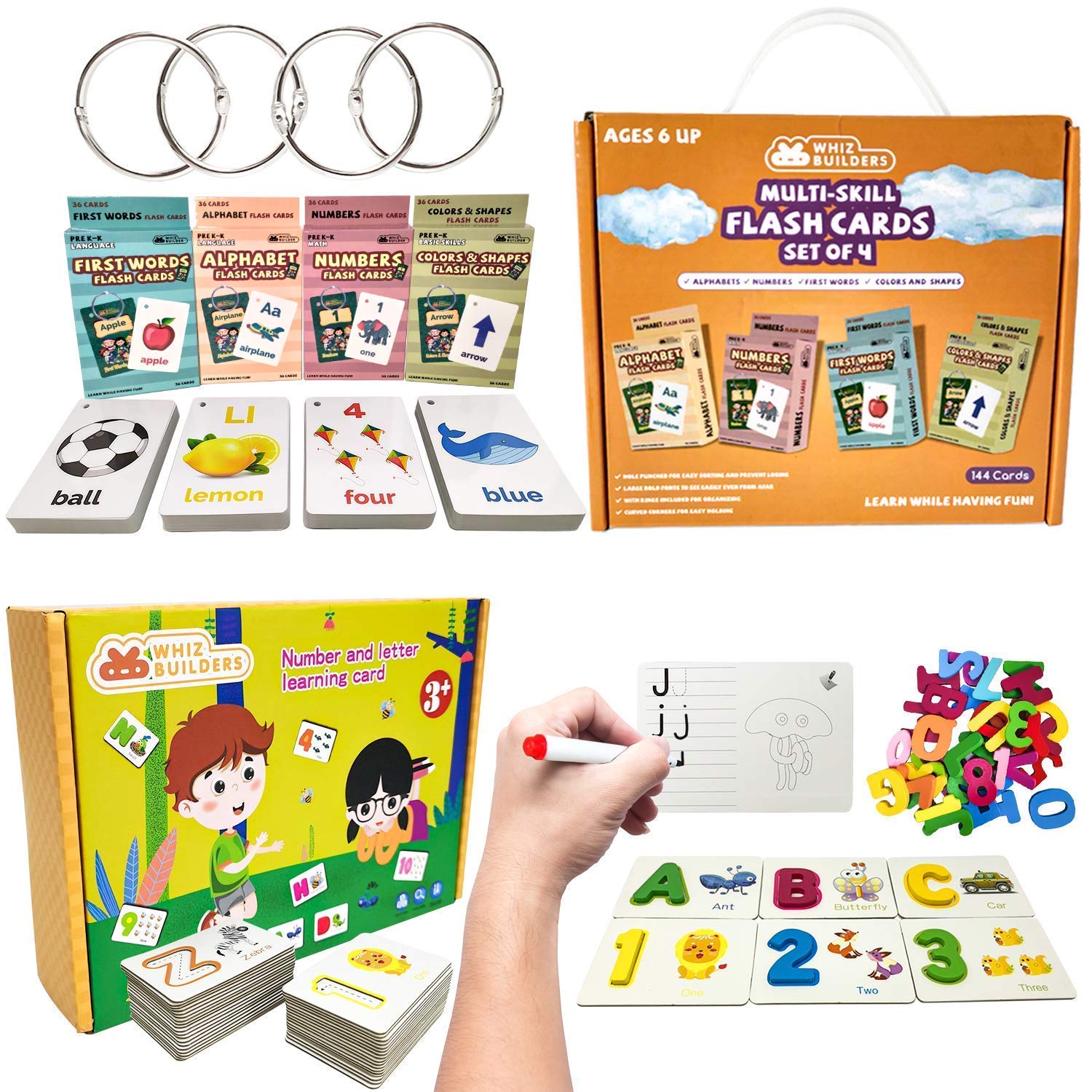 Buy WhizBuilders MultiSkill Flash Cards Set & Alphabet Flash Cards Set