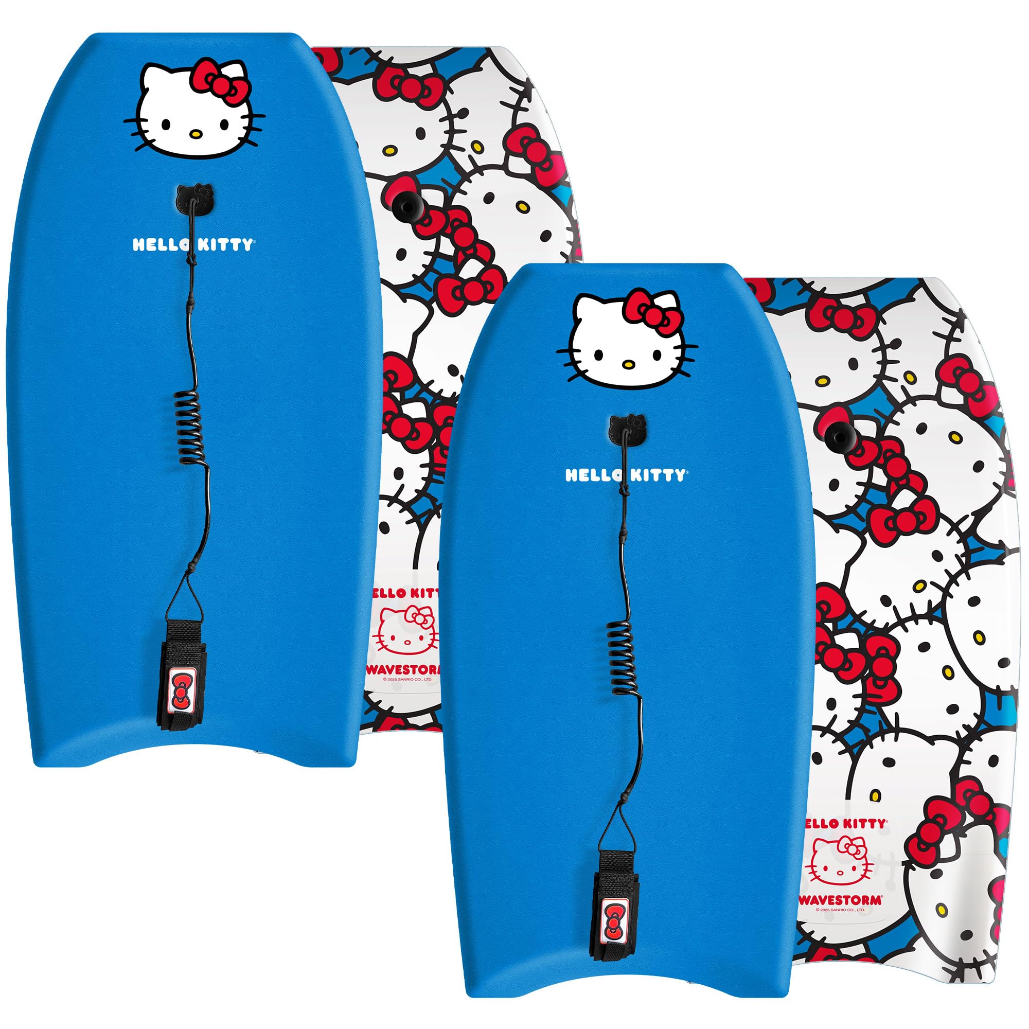 Wavestorm Hello Kitty Bodyboard, 91,4 cm, grafisches Oberdeck mit hochdichter glatter Unterseite, Schaumstoff-Konstruktion mit Zubehör, inklusive verbesserter Spiral-Leine, 2 Stück