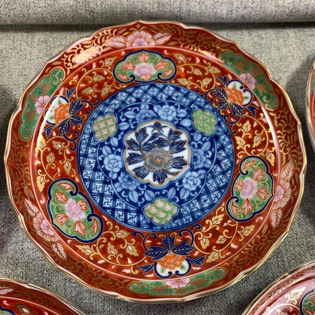 和食器 美濃焼 安藤日出武作 紅志野 草文 平皿 五客 共箱 M R7893B