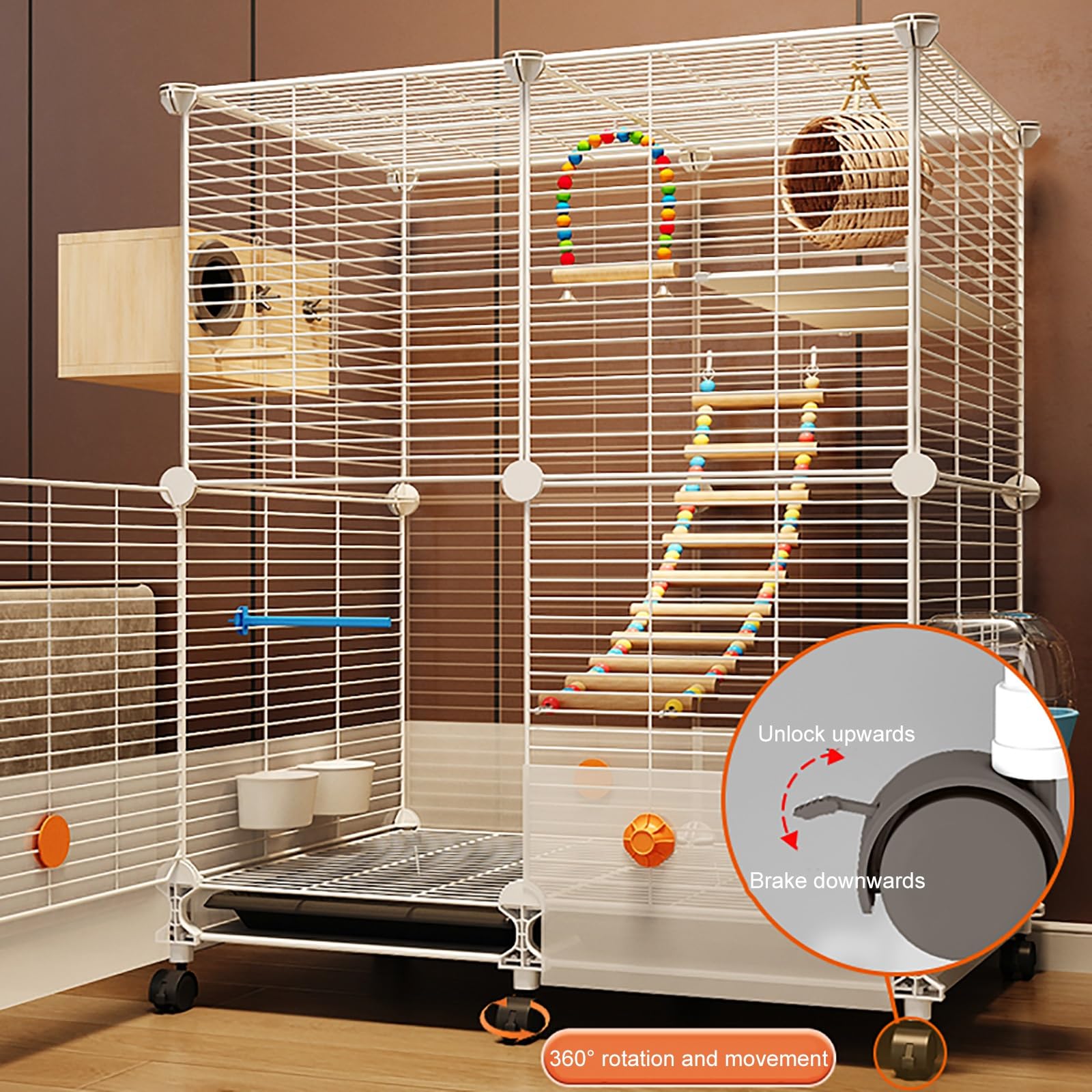 Jaula Grande para Loros, con Ruedas Universales de 360°, Jaula Loro Grande, con Ruedas y Bandeja, para Cacatúas, Canarios y Periquitos