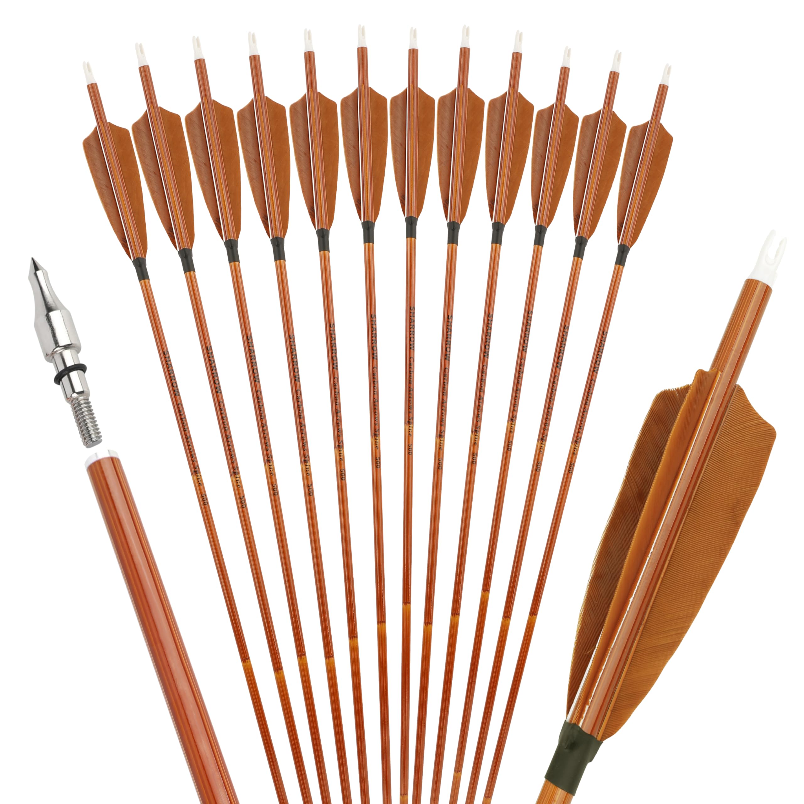 Flèches De Tir à L'arc En Carbone 30 Pouces - Spine 500, Pour Arc Classique Ou à Poulies, DIY Ou Prêtes à Tirer
