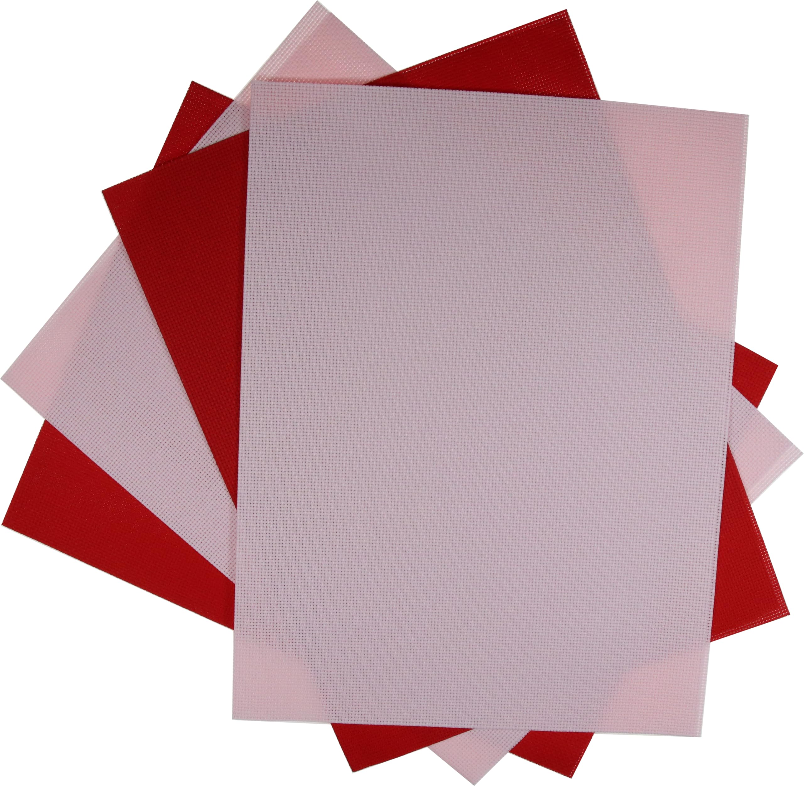 KCS 4/6 pc of 12" x 18" 30cmx45cm 16CT Counted Cotton Aida Cloth Cross Stitch Fabric (Pink+Red, 4 pc)