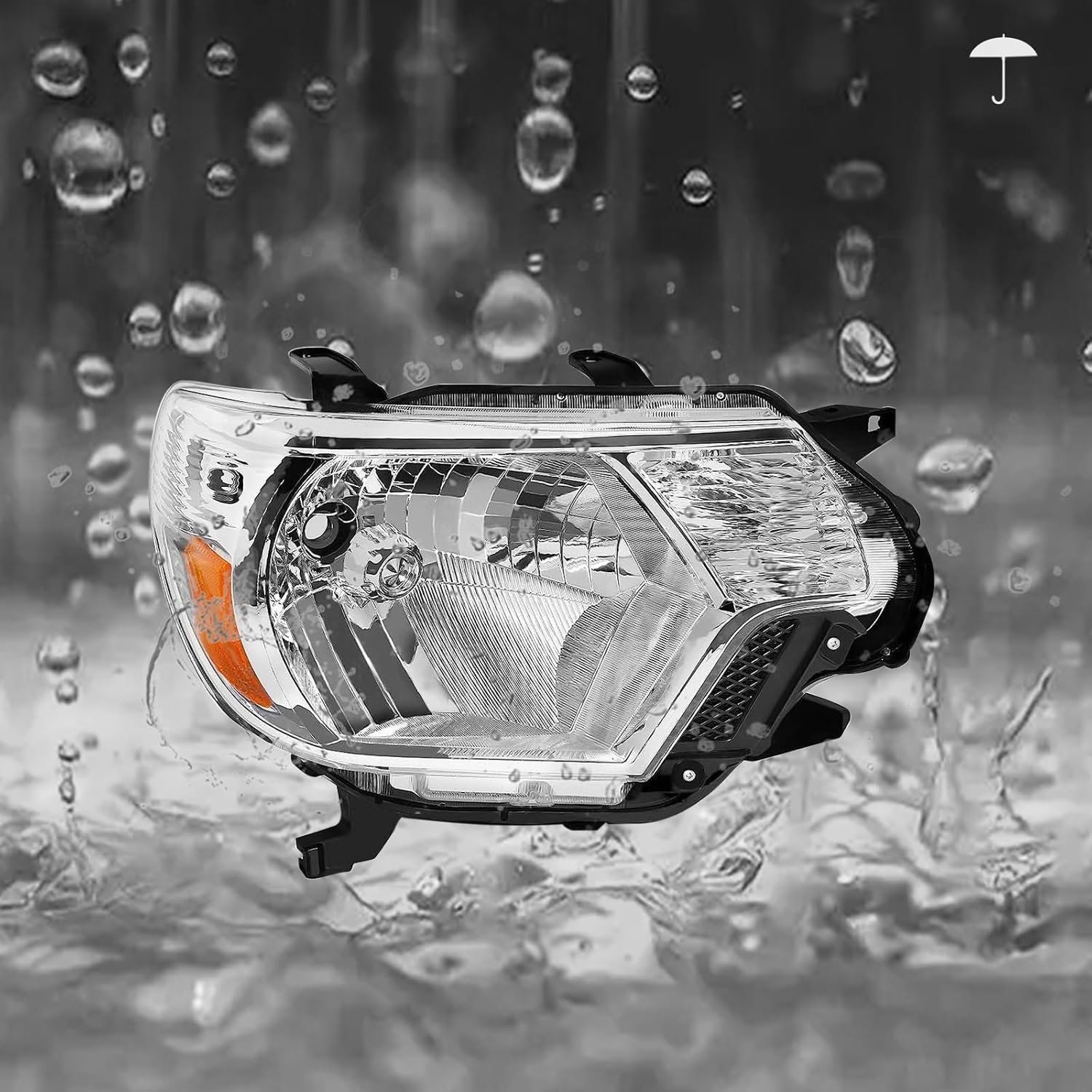 Pair Headlights For 2012-2015 Toyota Tacoma w/o Bulbs, Halogen Headlamps Chrome Housing, TO2502213, TO2503213