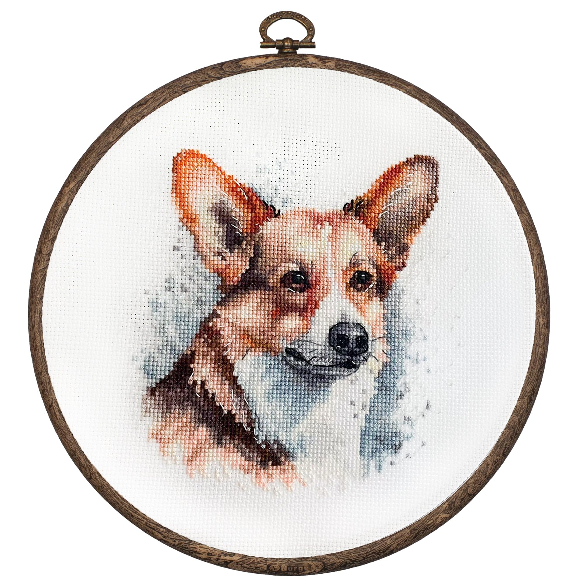 Luca-S Cross Stitch Kit with Hoop Included Welsh Corgi, BC212, Counted Cross Stitch Kit for Adults, Needlecraft and Embroidery Kit