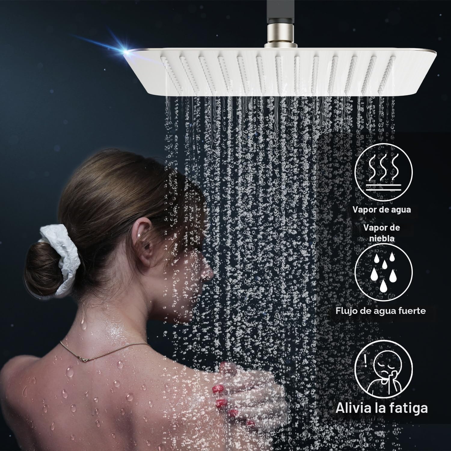Cabezal de Ducha Cuadrado de 30 cm (12 Pulgadas) en Acero Inoxidable 304,Rociador de Ducha Antical,Efecto Lluvia,Rotación 360°,Conexión G1/2,Fácil Limpieza,Acabado Cromado, AISI304 Stainless Steel