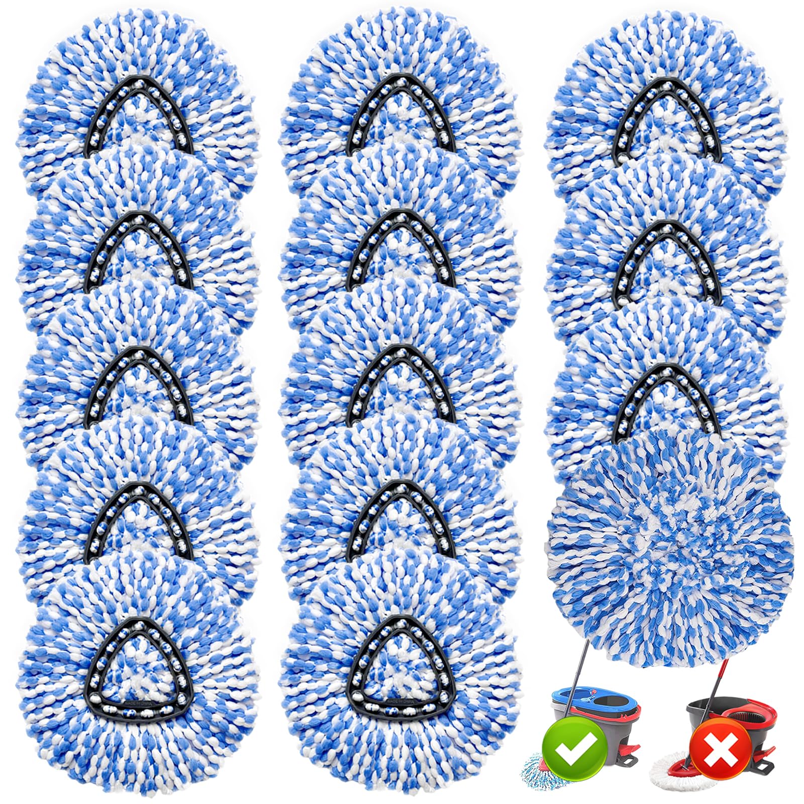 Photo 1 of 14 Pack Spin Mop Replacement Heads, Only Fit for RinseClean 2-Tank System, 100% Microfiber Spin Mop Refill Head,Spinning Mop Head Replacement for Floor Cleaning