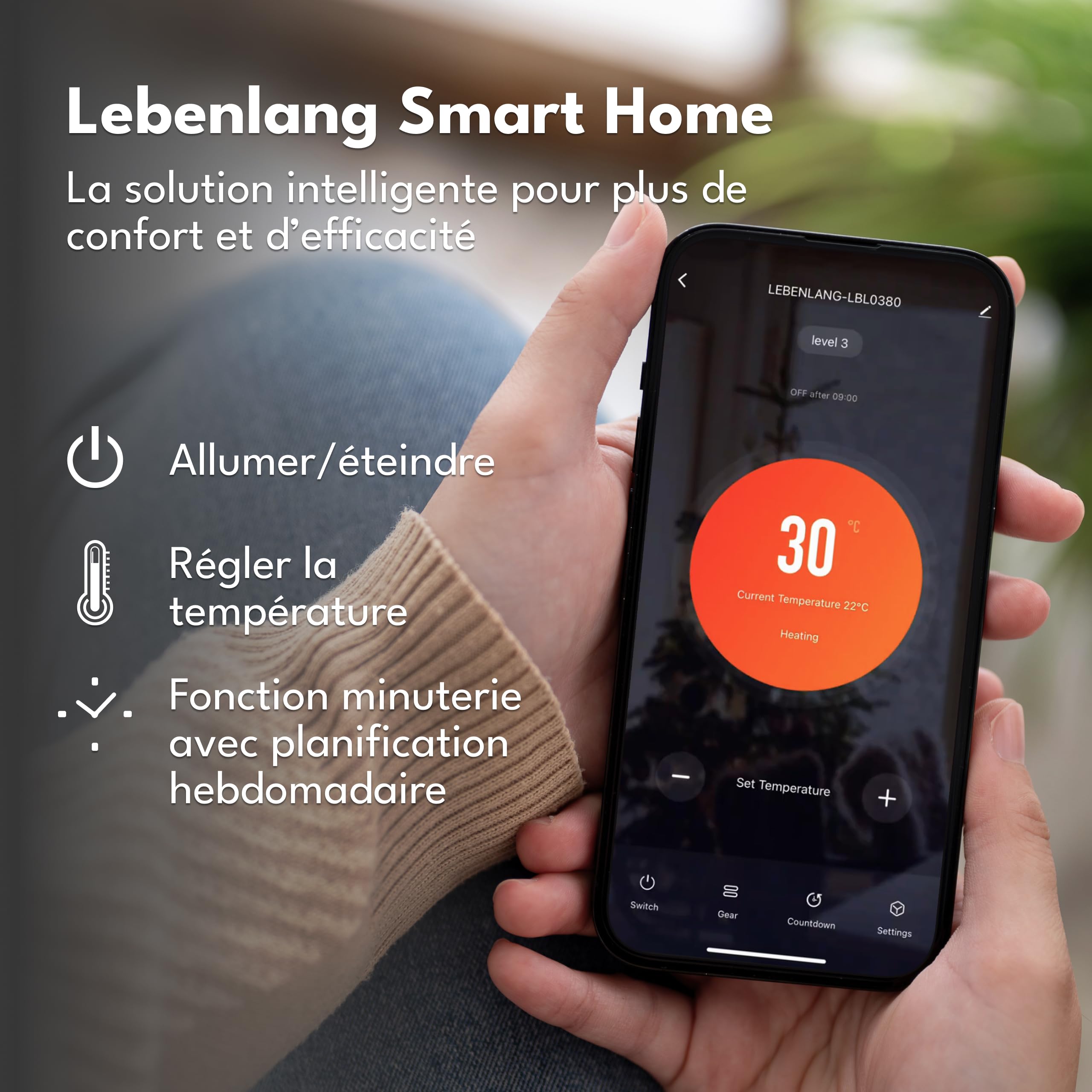 LEBENLANG 2000W Radiateur Electrique economique d'énergie – Avec WiFi