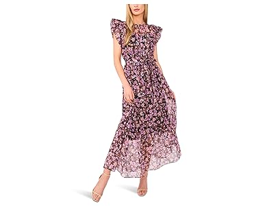 CeCe High Neck Flutter Sleeve Maxi Dress Women