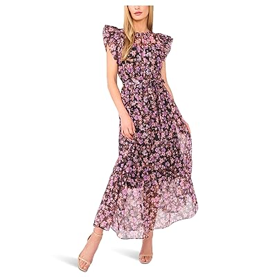 CeCe High Neck Flutter Sleeve Maxi Dress Women