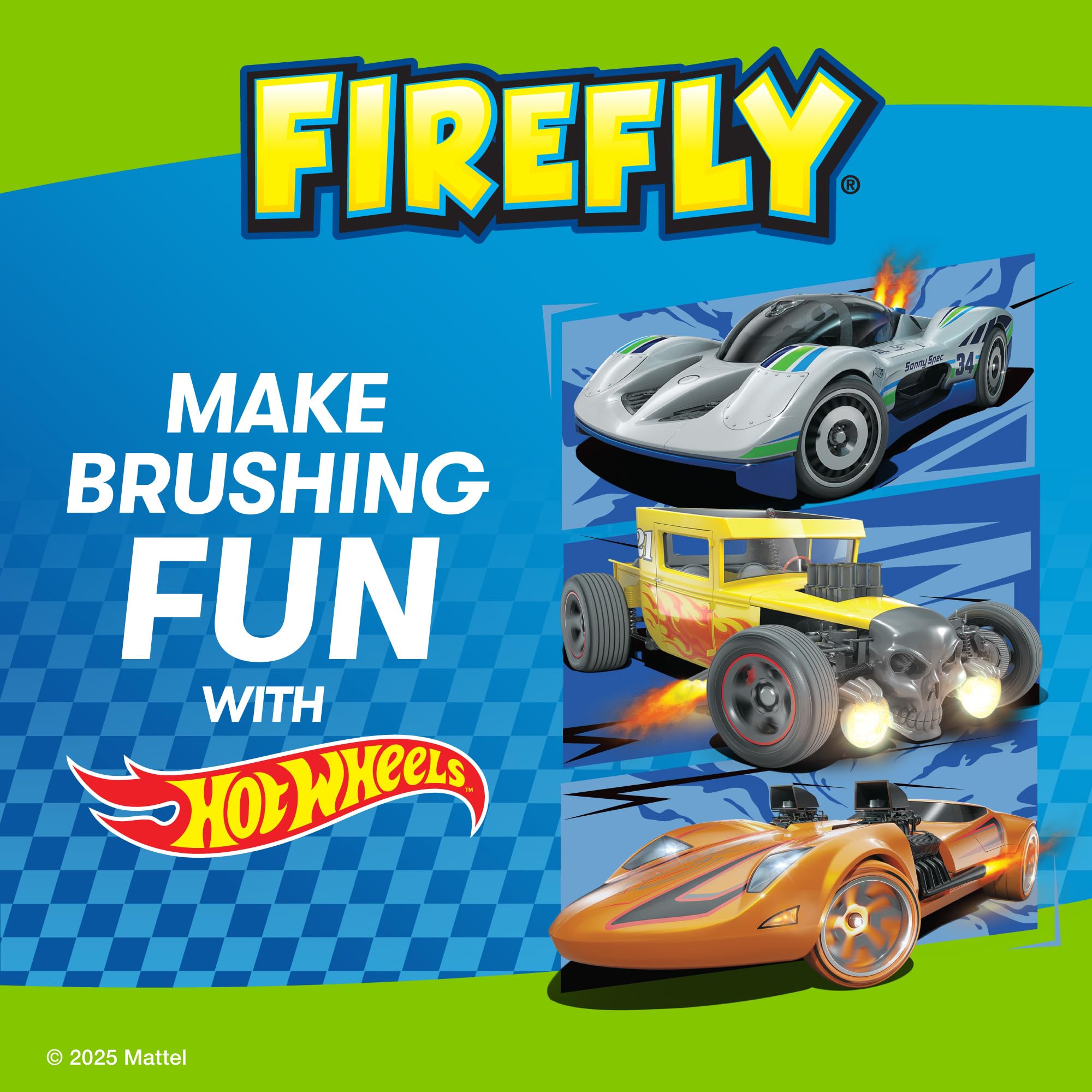 Firefly Sonic Hot Wheels - Spazzolino da denti sottile con ricarica USB e custodia antibatterica, dai 3 anni in su, 1 confezione