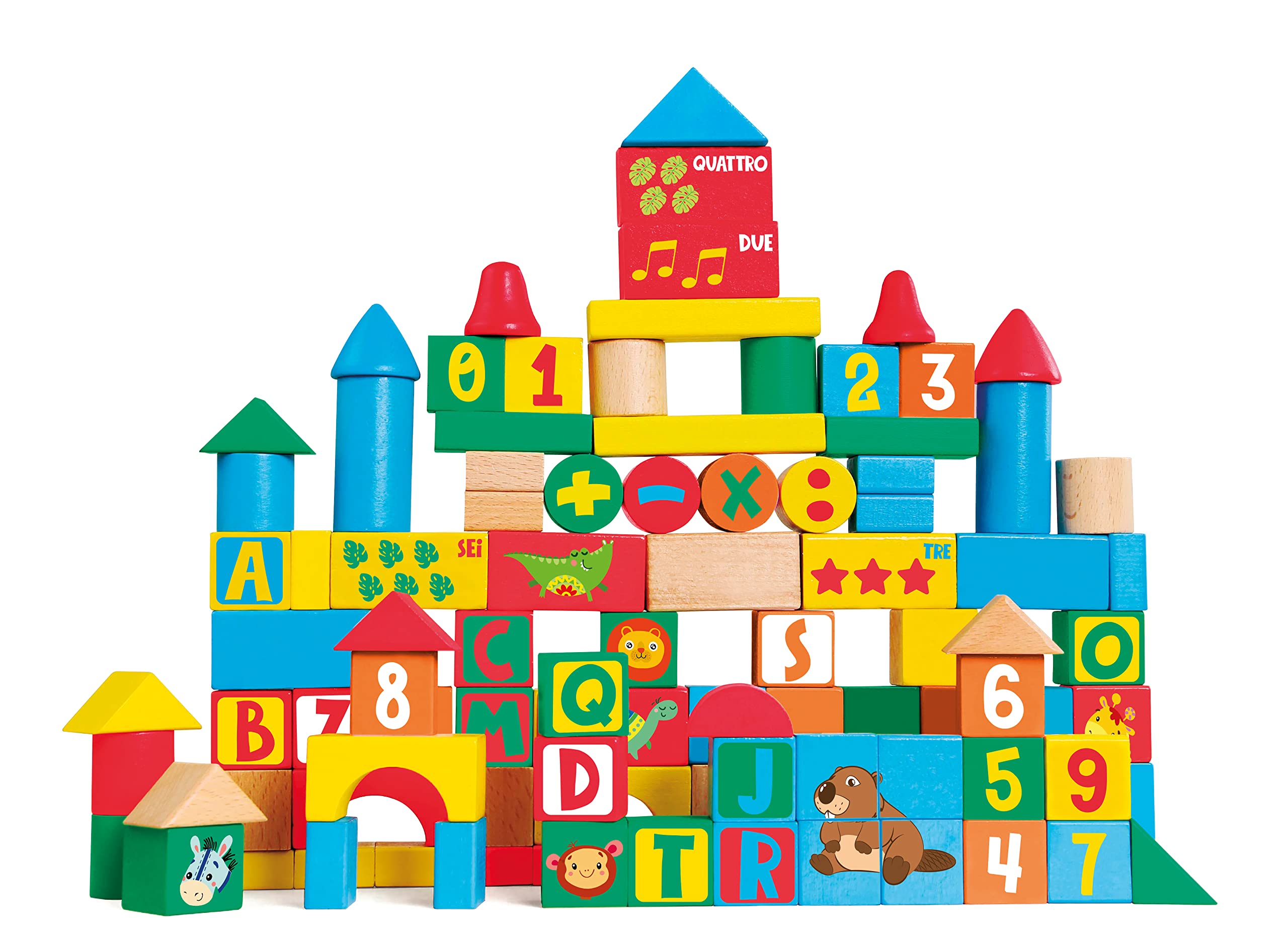 Trudi Blocs de Construction | Jeux éducatifs en Bois pour la Petite enfance. Blocs de Construction et Jouets. Cadeau de Noël et d'anniversaire pour Les Enfants | 20x20x22cm | Sevi Wood | modèle88059